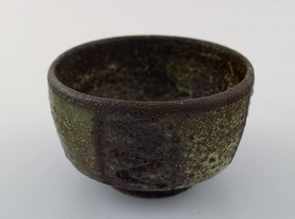 Scandinavian Modern Danish Ceramist, Handmade, Unique Ceramic Bowl, Raku Fired