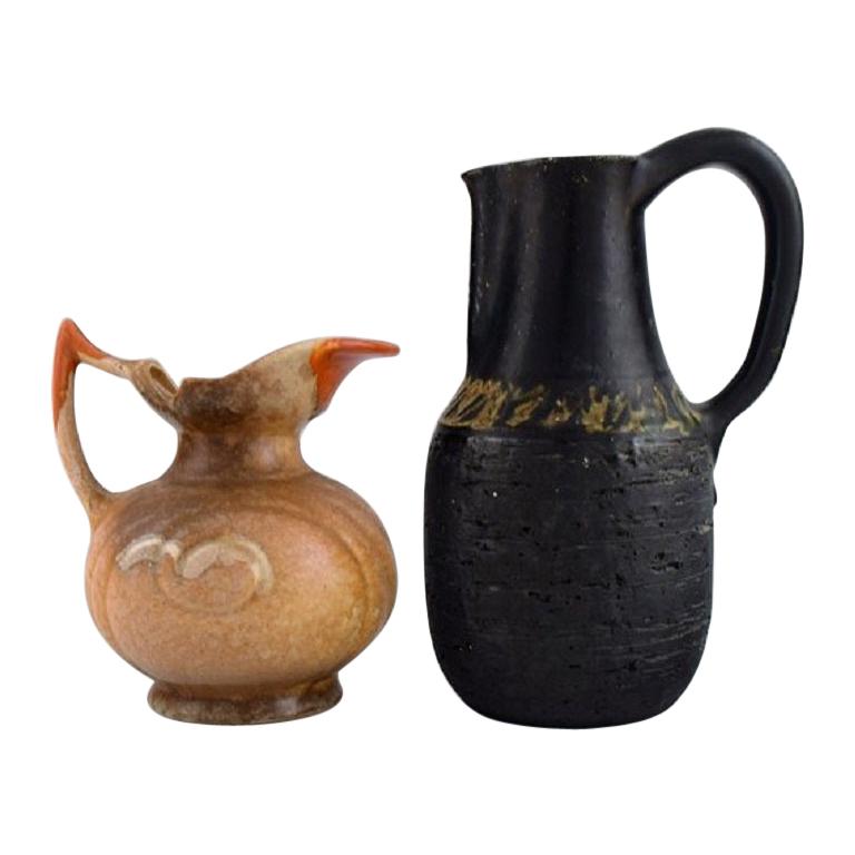 Danish Ceramist, Two Unique Jugs in Glazed Stoneware, 1960s / 70s For Sale