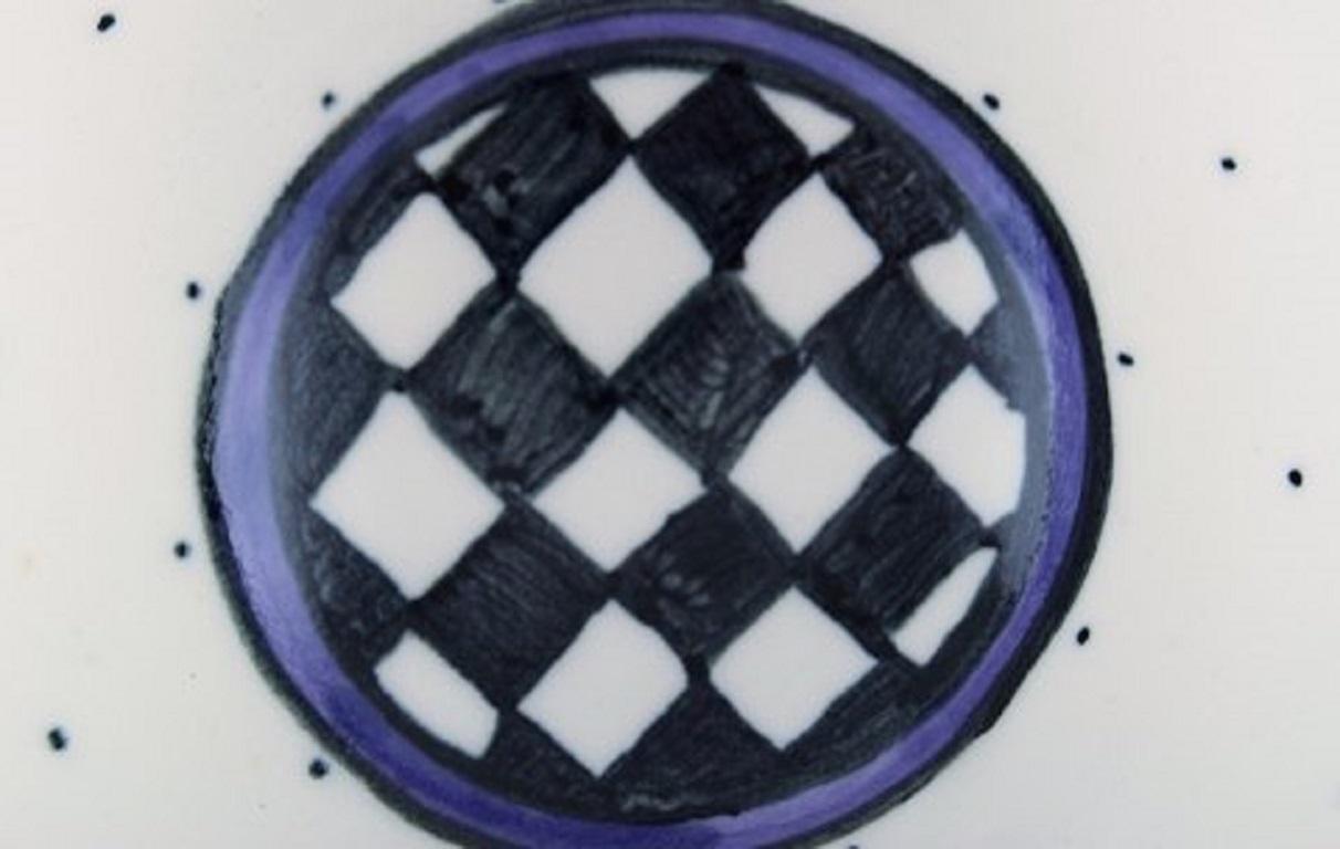 Céramiste danoise, coupe unique en céramique peinte à la main, motif damier Bon état - En vente à København, Copenhagen
