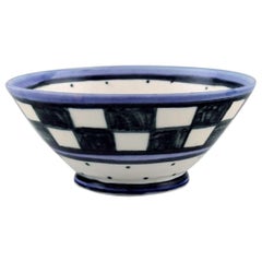 Danish Ceramist, Unique Bowl in Hand Painted Ceramics, Checkered Design