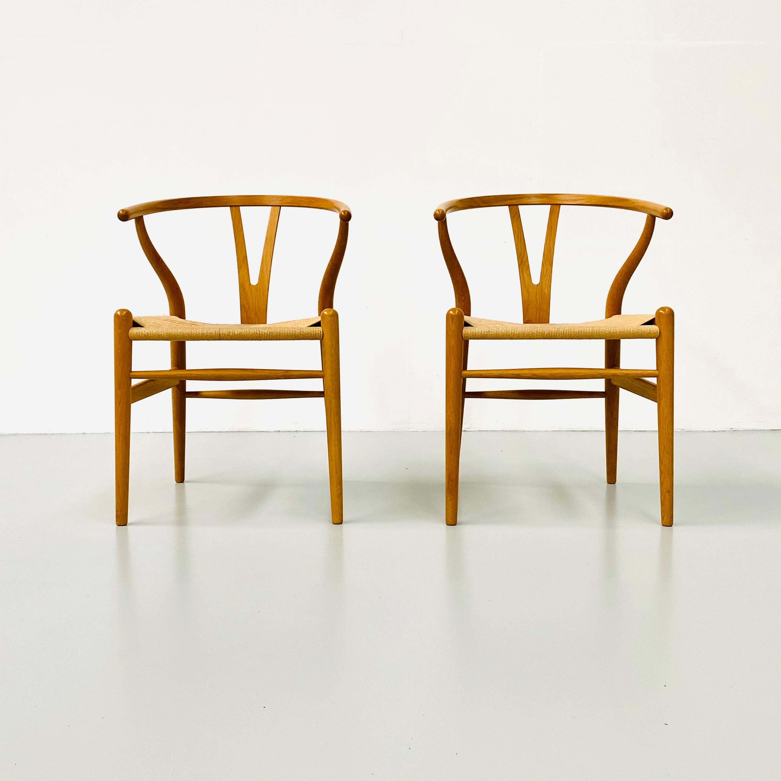Papercord Danish CH24 Wishbone Chairs by H. Wegner for Carl Hansen & Son, 1990s, Set of 2