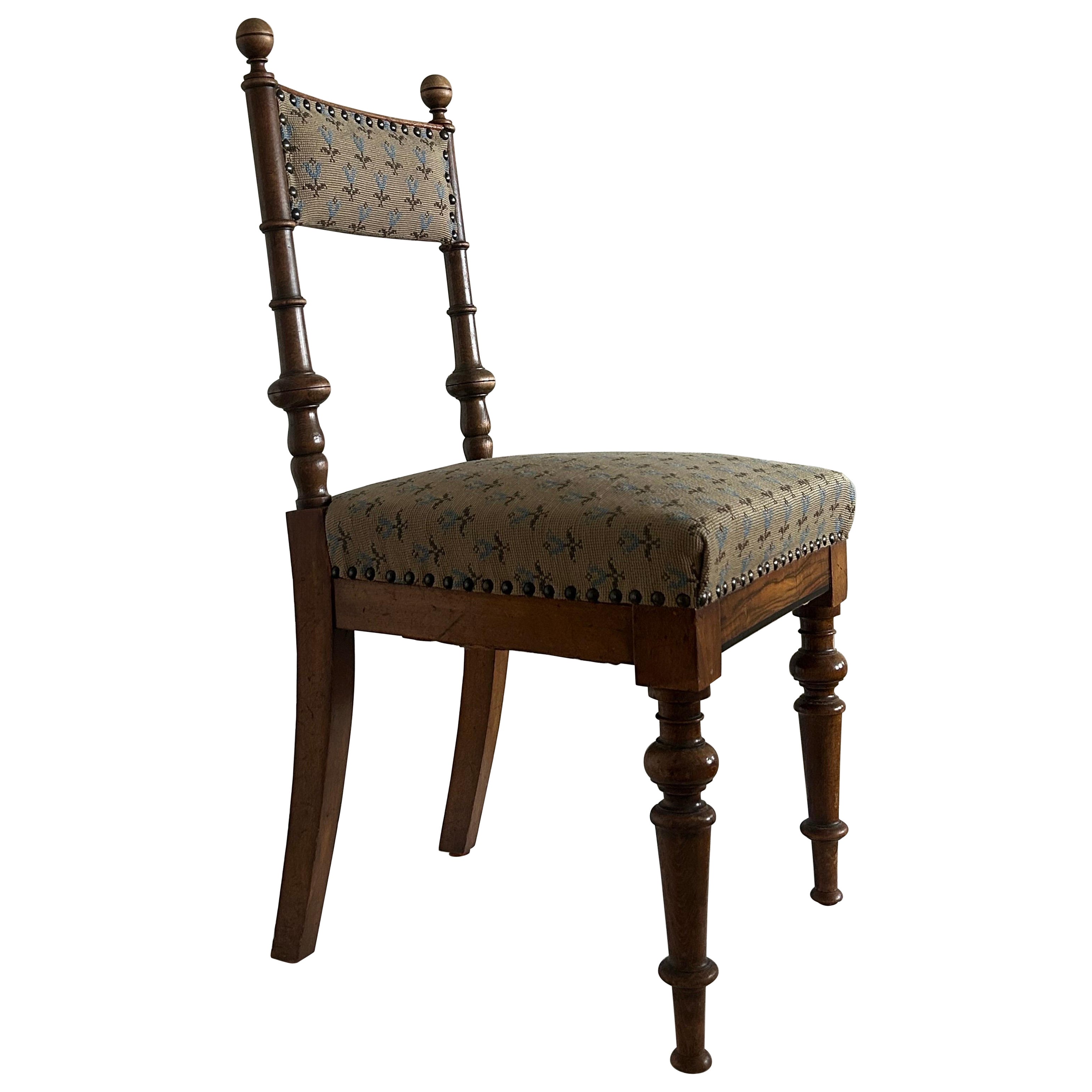 Chaise danoise à la manière de Jørgen Roed avec tapisserie brodée, années 1840