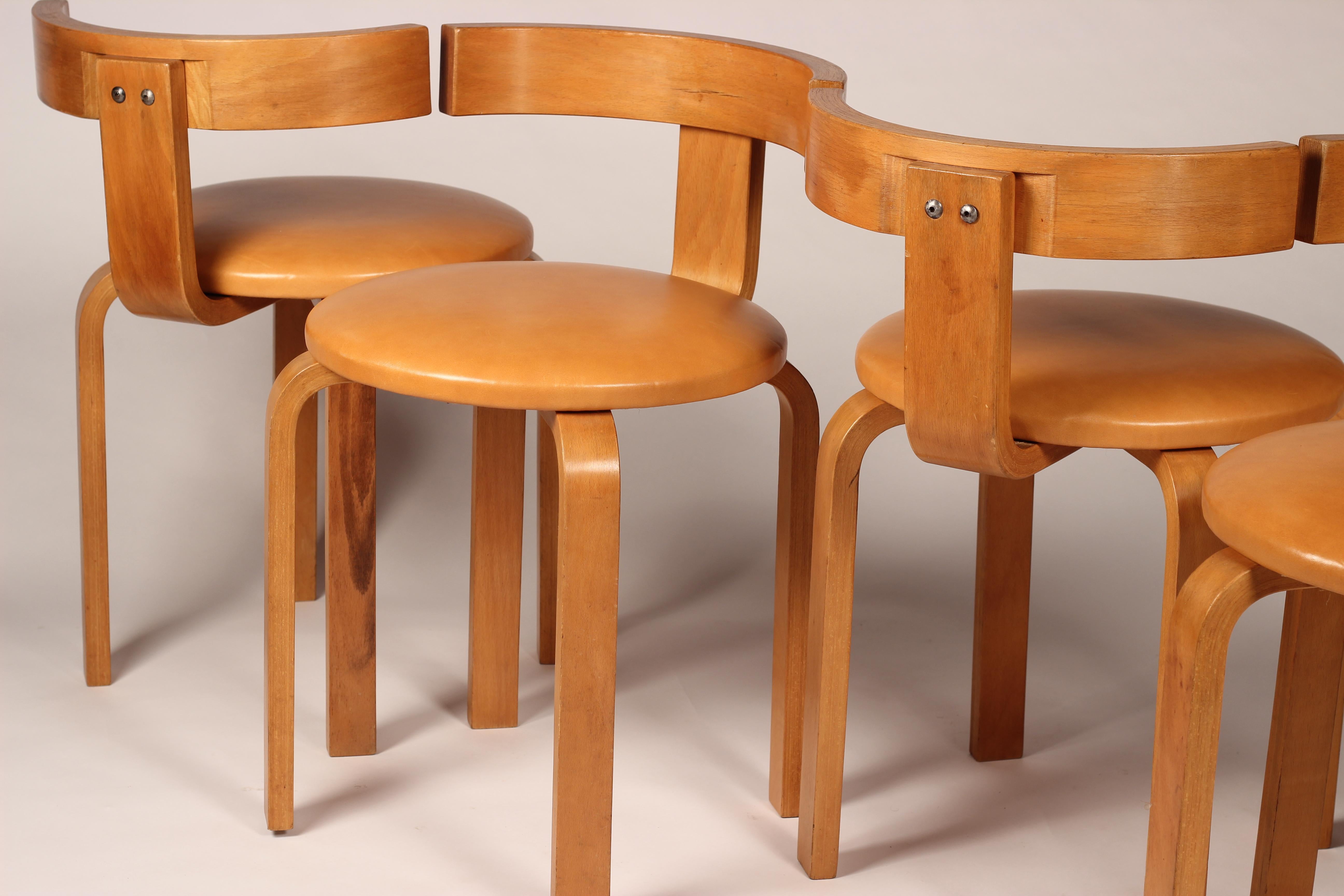 Scandinavian Modern Danish Chairs by Georg Petersens for Mobelfabrik in Style of Alvar Aalto