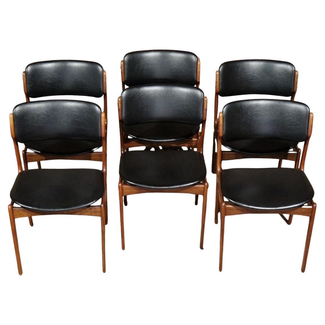 Danish chairs model 49 by Erik Buch for Oddense Maskinerei, 1960's, set of six For Sale