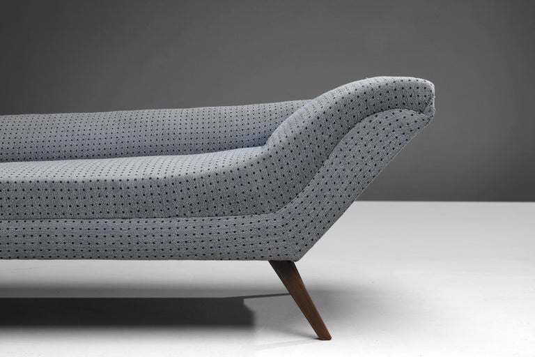 Mid-20th Century Danish Chaise Longue in Ice Blue Dotted Upholstery For Sale