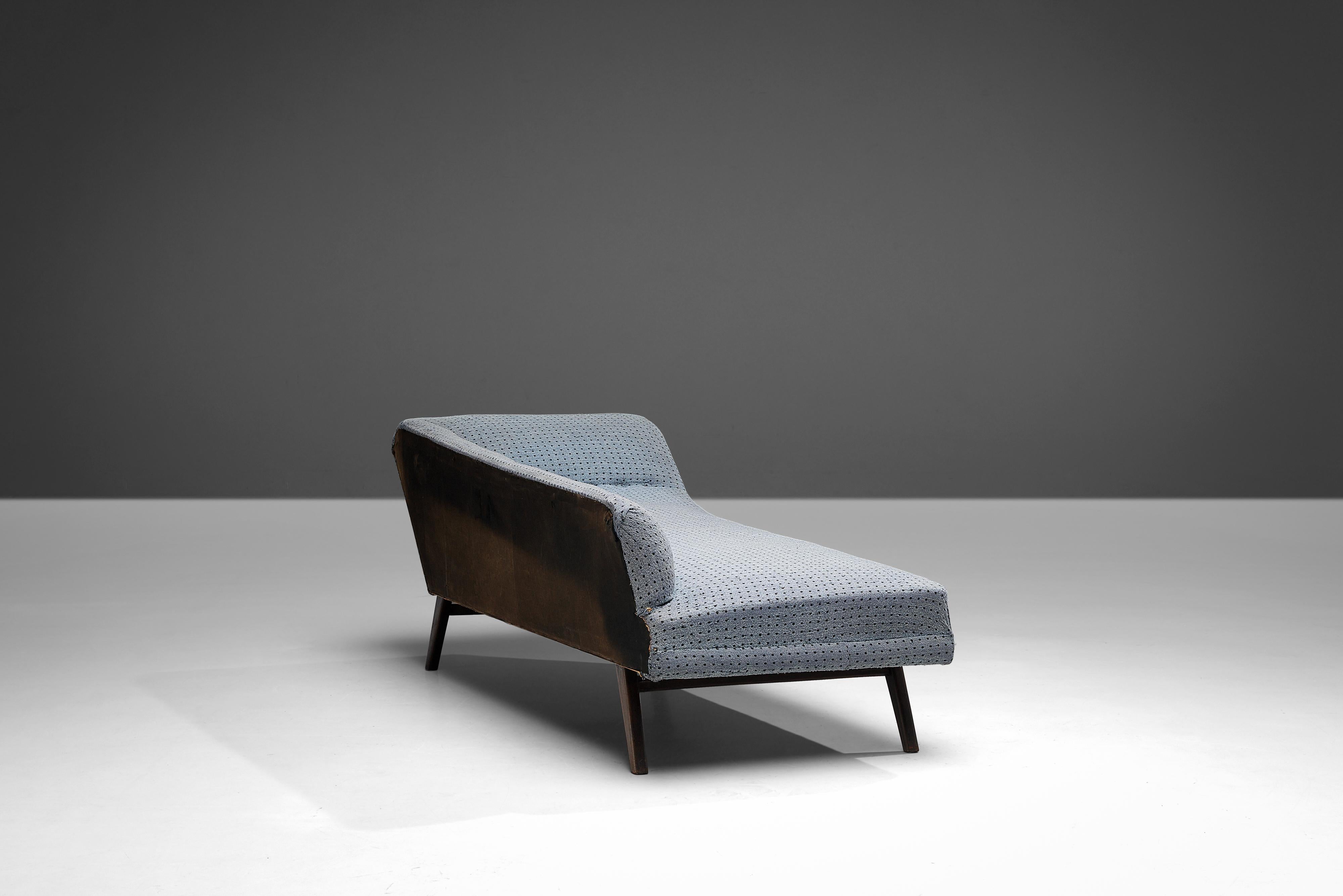 Danish Chaise Longue in Ice Blue Dotted Upholstery 2
