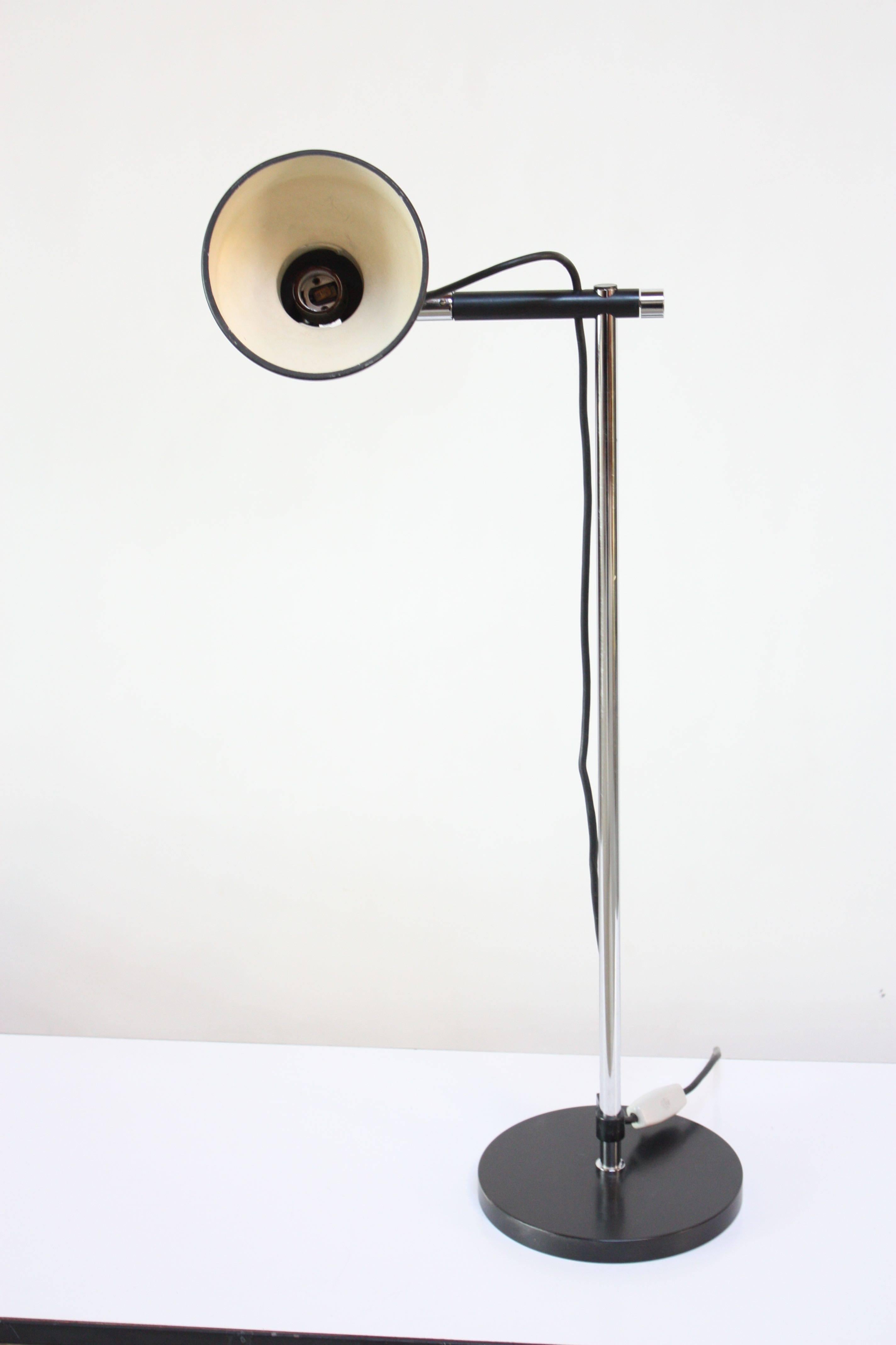 Mid-Century Modern Danish Chrome and Metal Adjustable Table Lamp For Sale