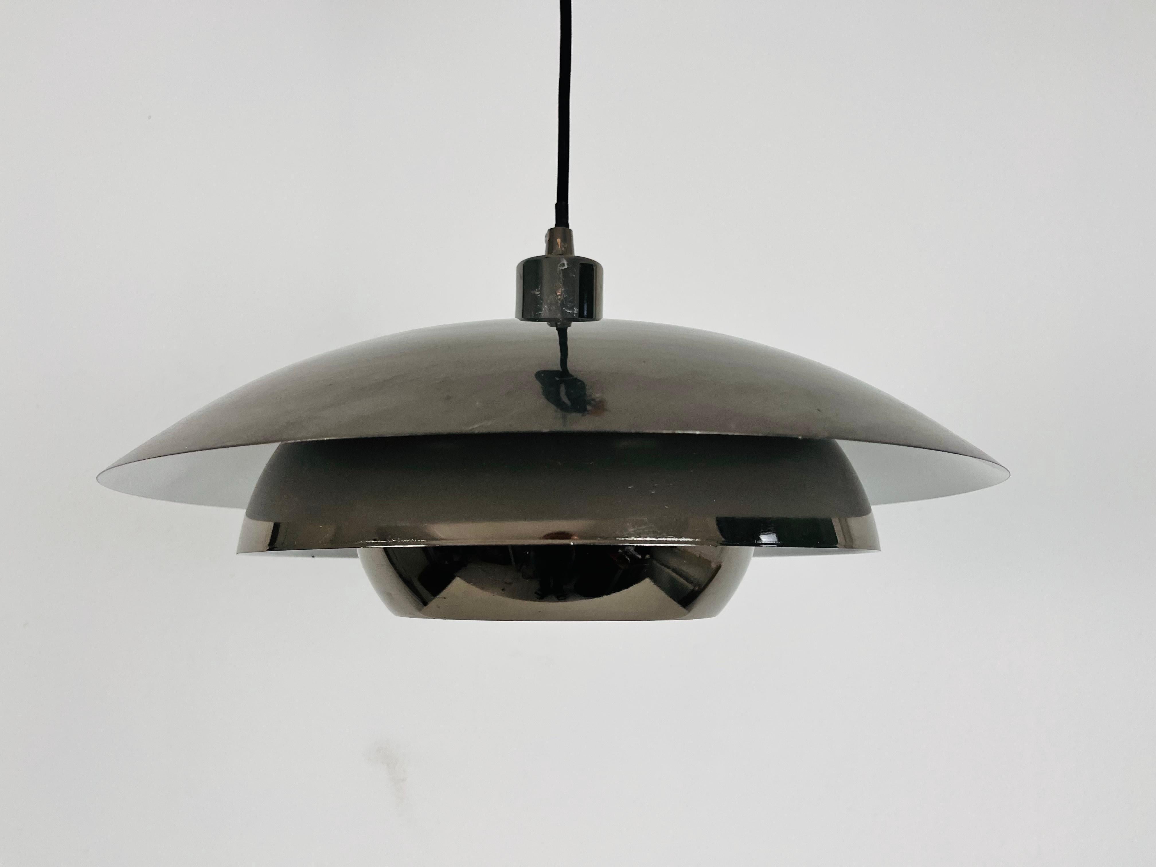 Mid-Century Modern Danish Chrome and Metal Pendant Lamp, 1980s For Sale