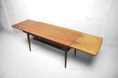 Danish Classic Teak Adjustable Coffee Table with Brass Shelf, 1960s
