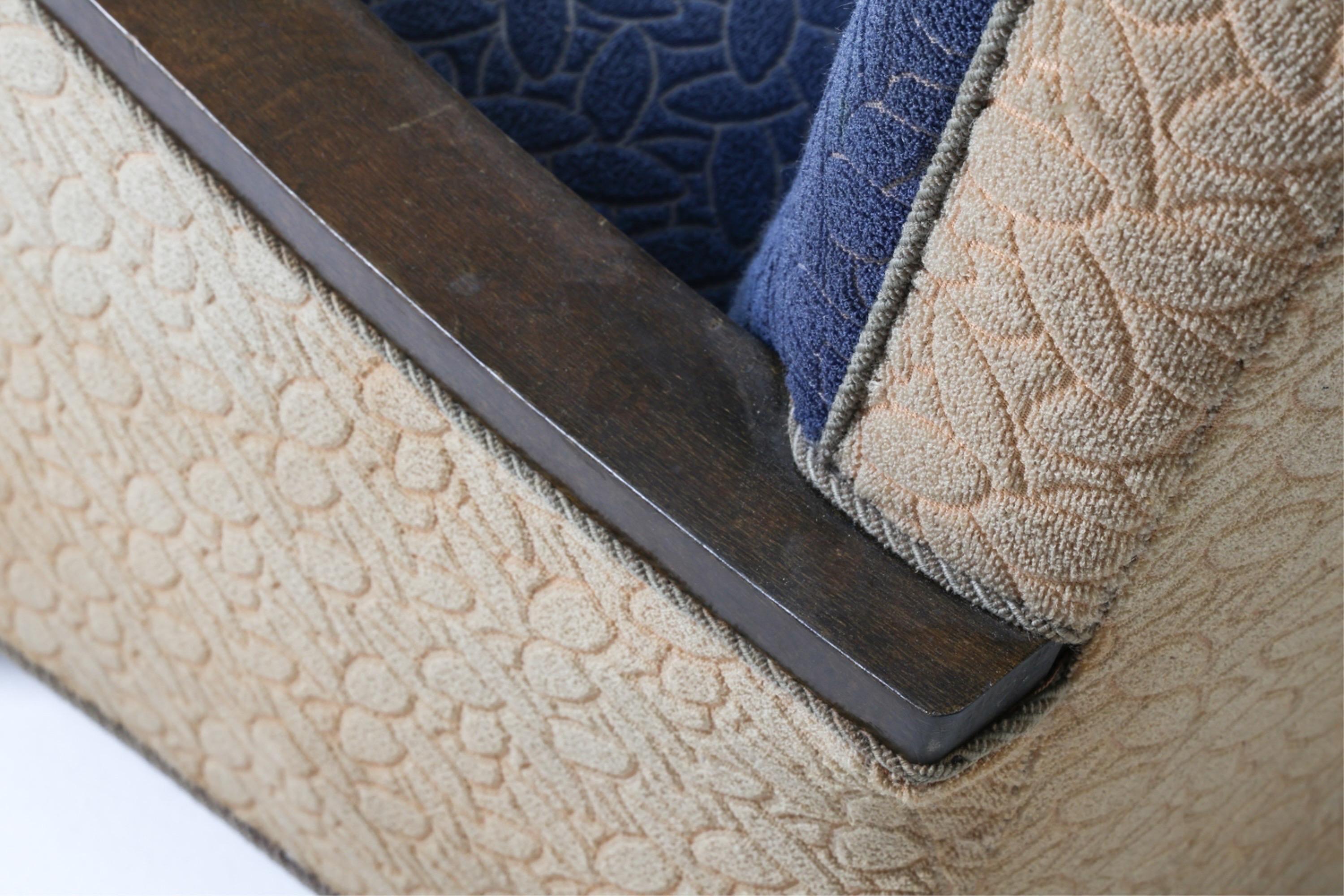 Danish Club Chairs Art Deco Style Oak and Wool Club Chairs circa 1950 10