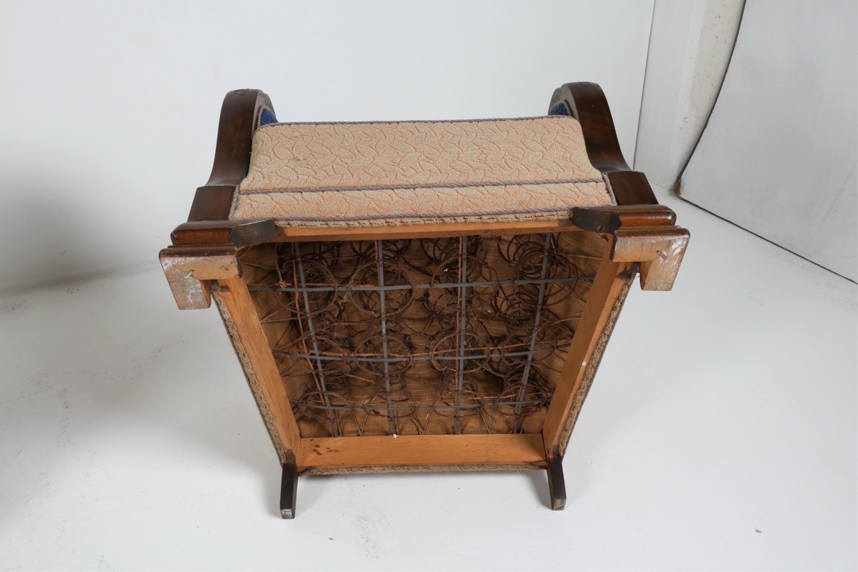 Danish Club Chairs Art Deco Style Oak and Wool Club Chairs circa 1950 2