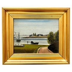 Paesaggio costiero danese con barche, 1893, di Karen Jensen