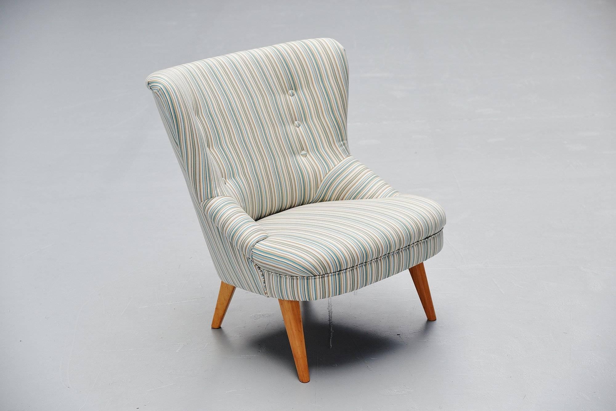 Fabric Danish Cocktail Chair in the Manner of Kurt Ostervig, 1960