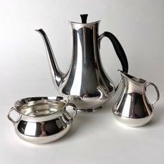 Set da caffè danese in tre parti in argento di Hans Bunde per Cohr