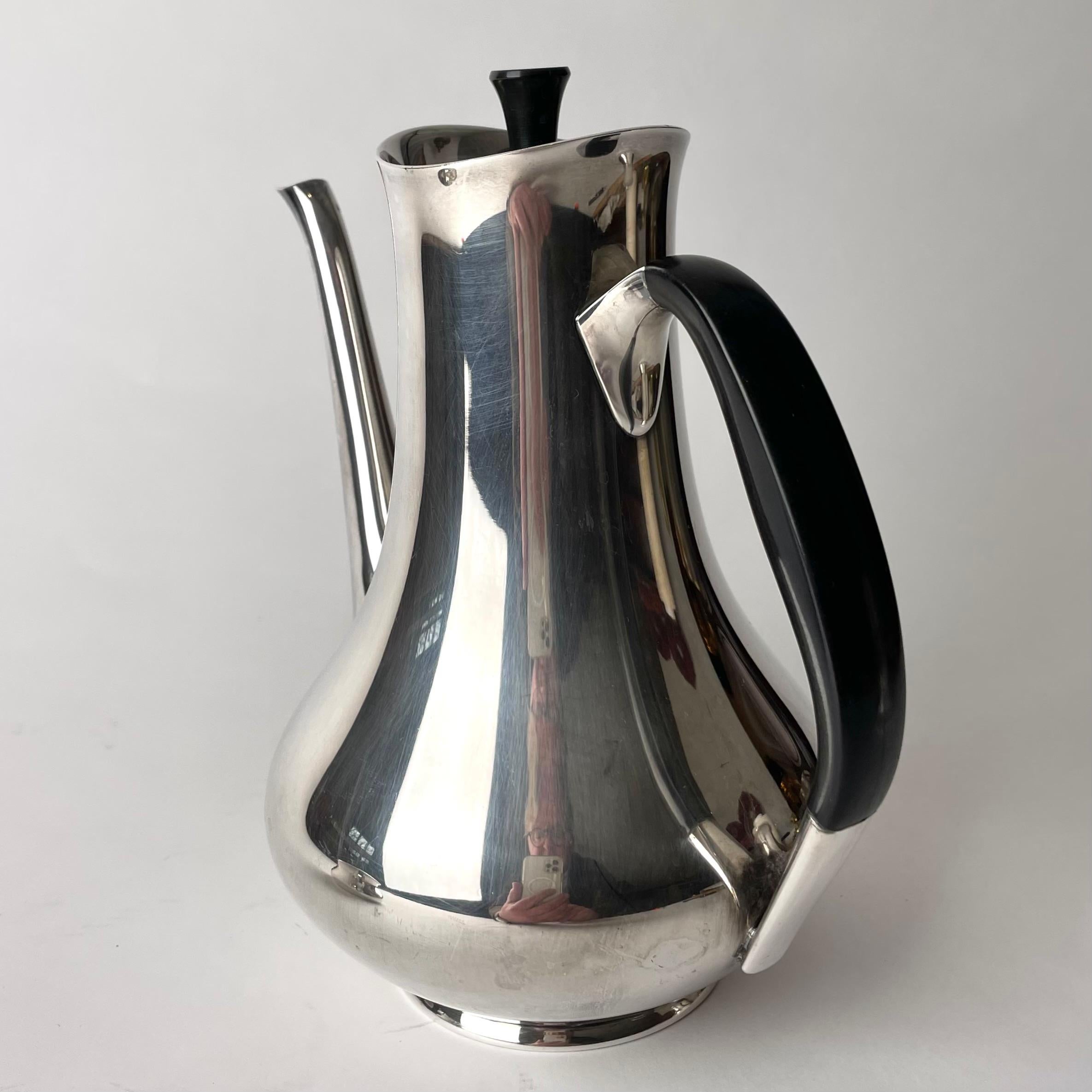 Mid-20th Century Danish Coffee set of three parts in Silver by Hans Bunde for Cohr For Sale