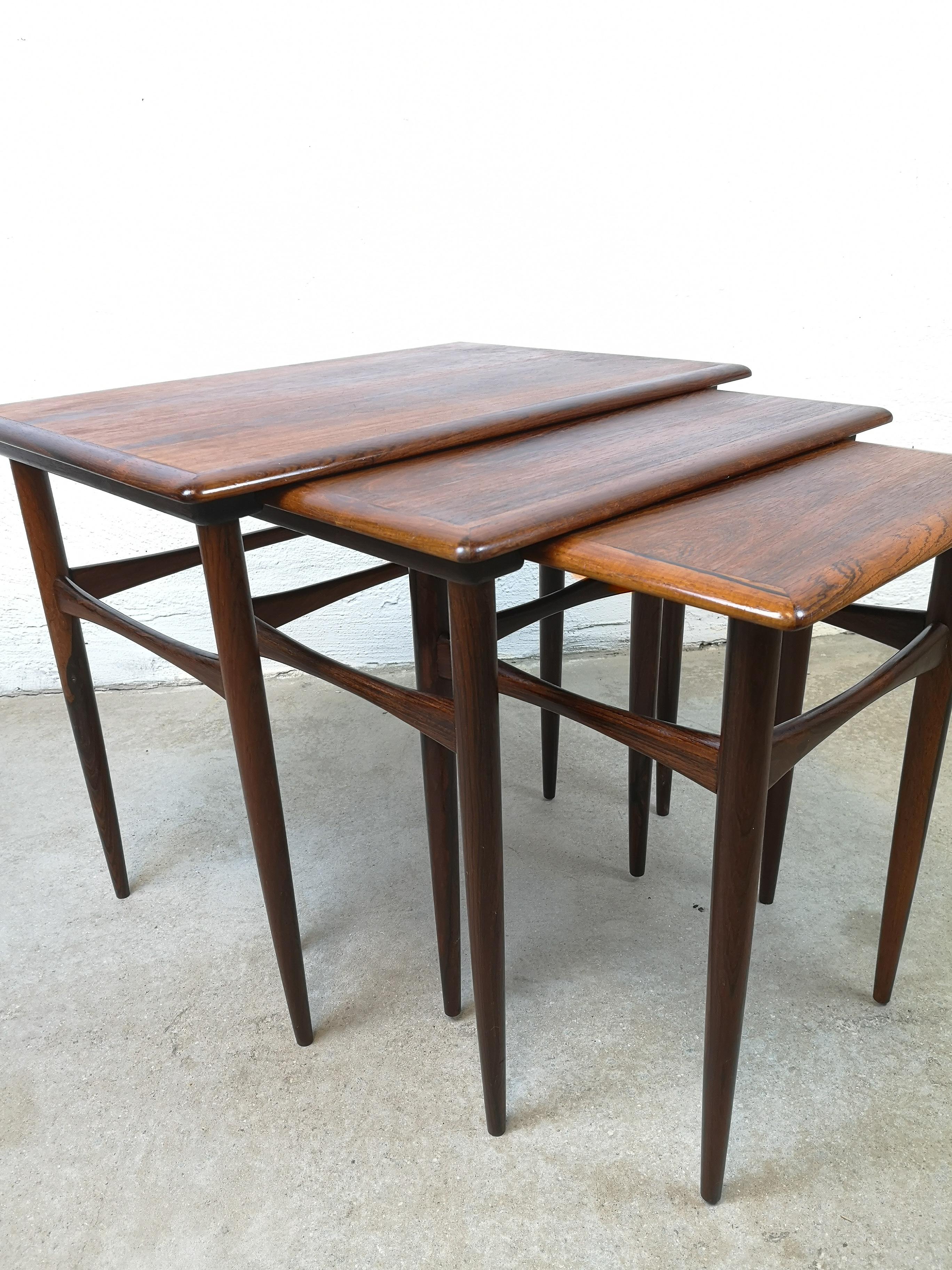 Danish Coffee Table Set, Kai Kristiansen Midcentury Rosewood (Skandinavische Moderne)