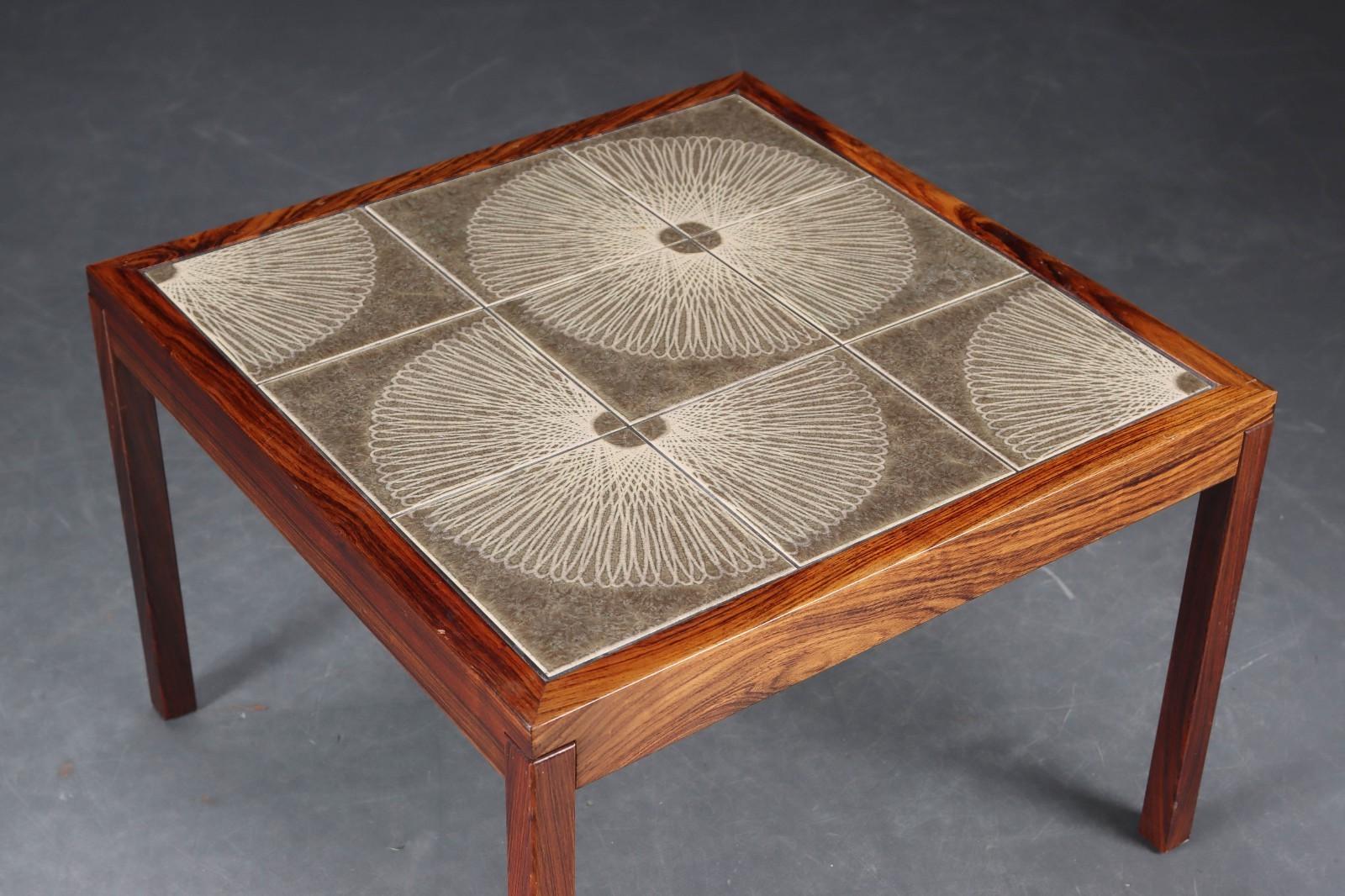 Mid-20th Century Danish Coffee Table with Ceramic Tile Top. Palisander For Sale