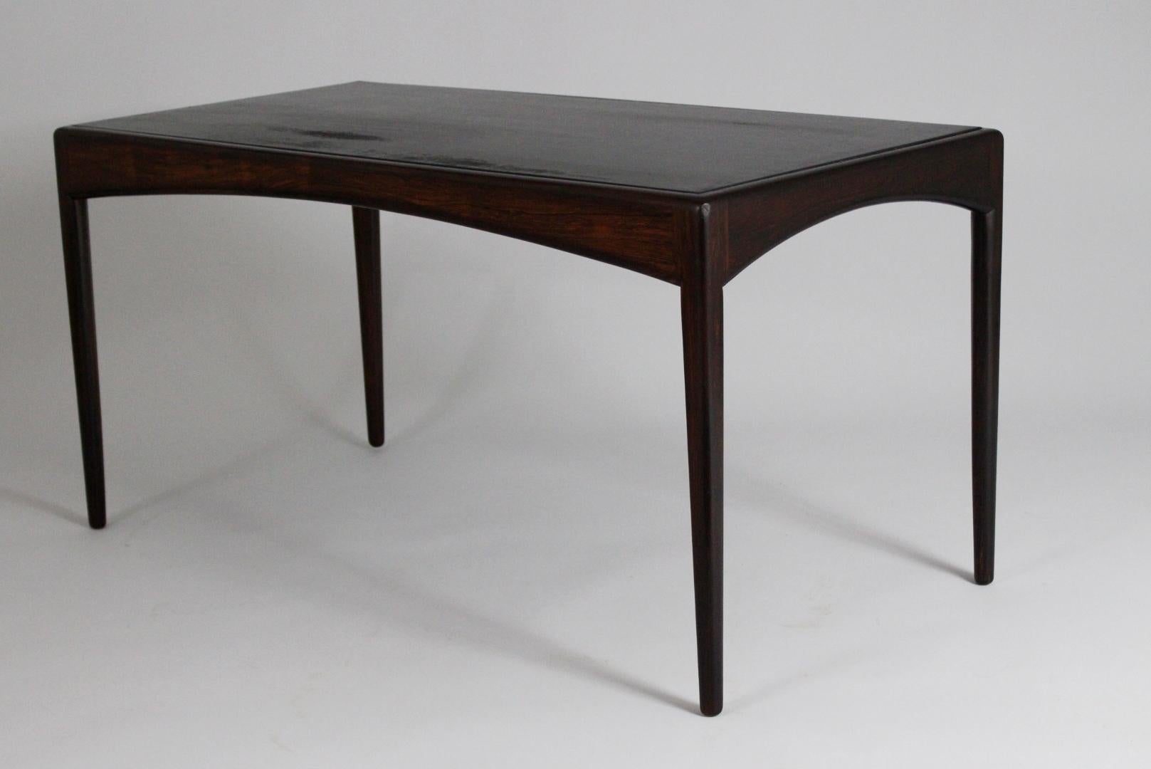 Scandinavian Modern Danish Coffee Table with Leather Top by Kristian Vedel for Søren Willadsen 1960s For Sale