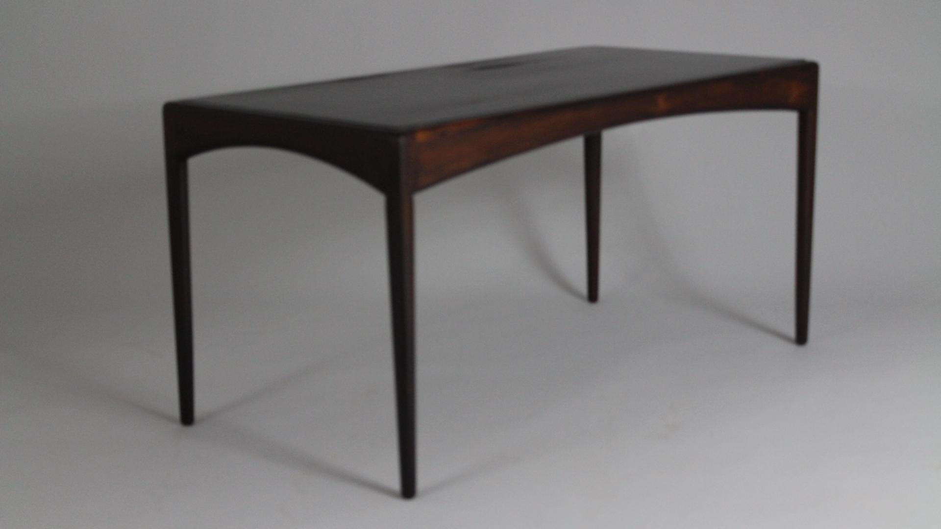 Danish Coffee Table with Leather Top by Kristian Vedel for Søren Willadsen 1960s In Fair Condition For Sale In Tochovice, CZ