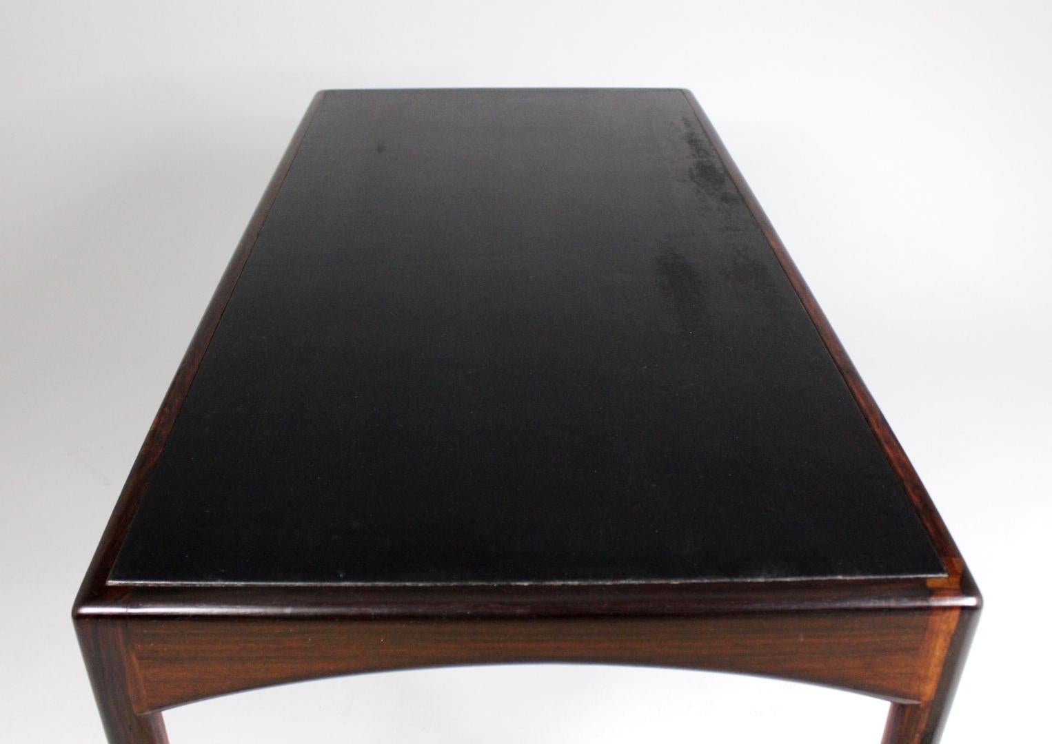 Danish Coffee Table with Leather Top by Kristian Vedel for Søren Willadsen 1960s For Sale 2