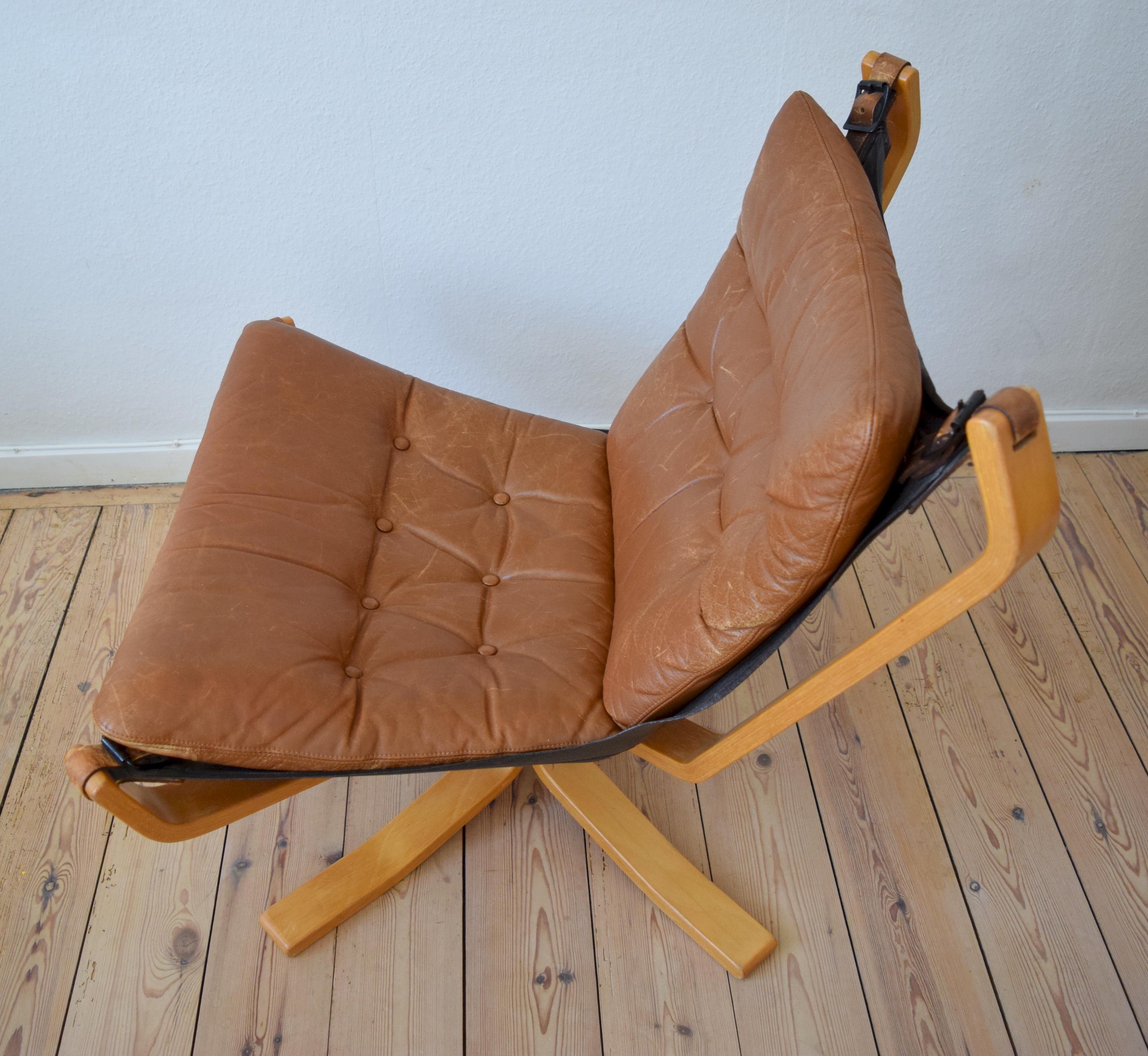 Danish Cognac Leather Falcon Chair, Sigurd Ressel, 1970s 1