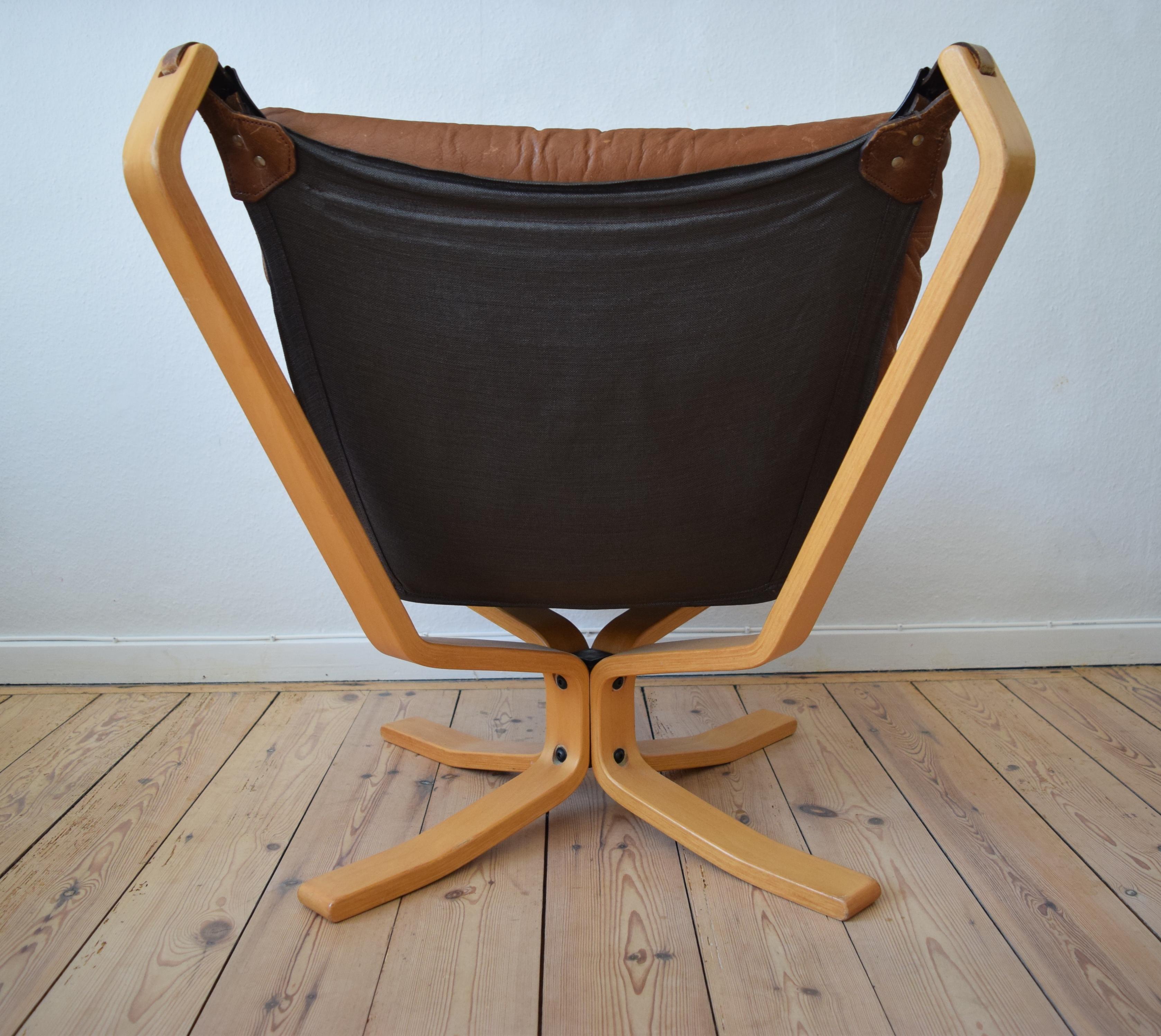 Danish Cognac Leather Falcon Chair, Sigurd Ressel, 1970s 2