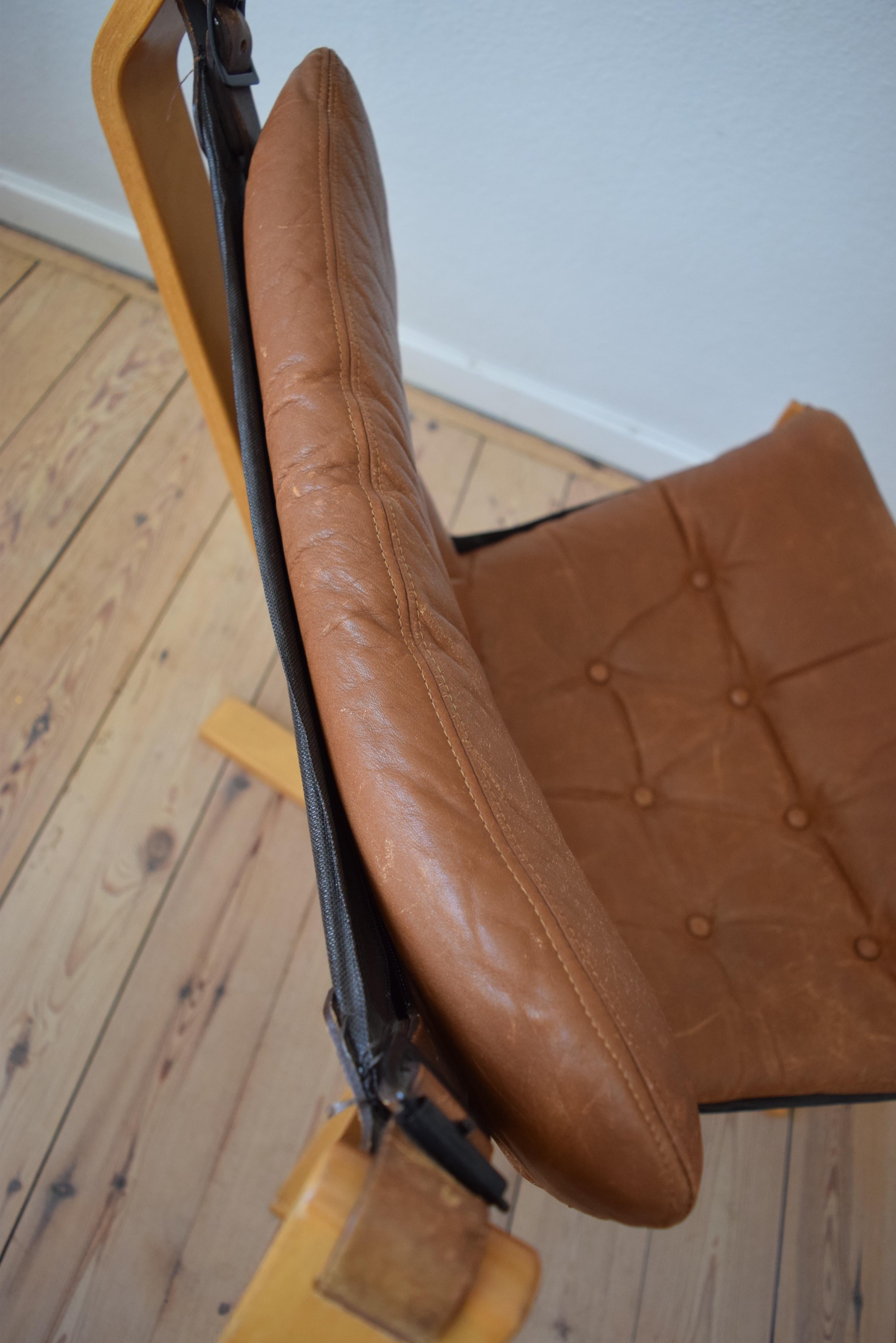 Danish Cognac Leather Falcon Chair, Sigurd Ressel, 1970s 4