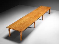 Grande table de conférence ou de salle à manger danoise en acajou et pin