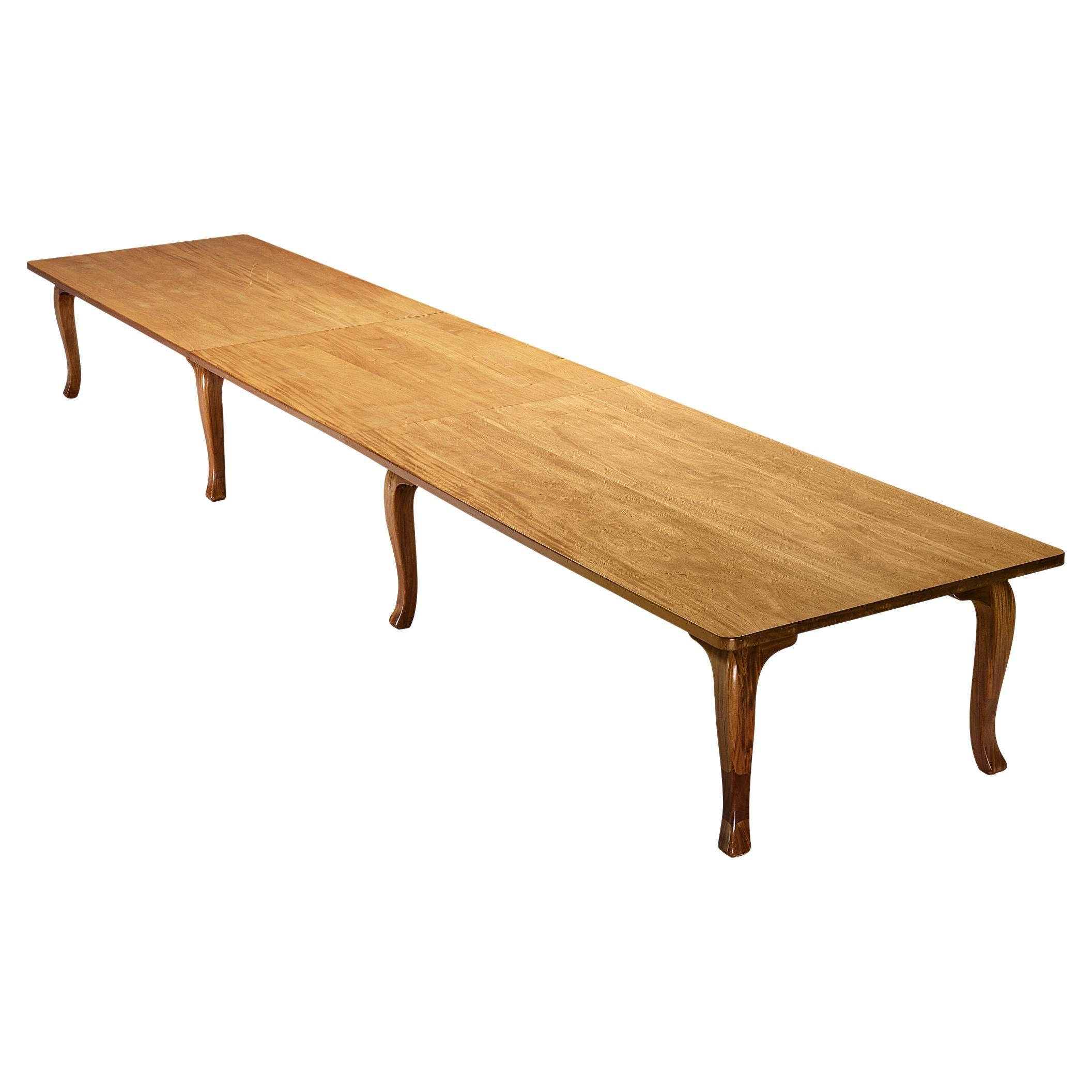 Danish Conference or Large Dining Table in Mahogany and Pine 