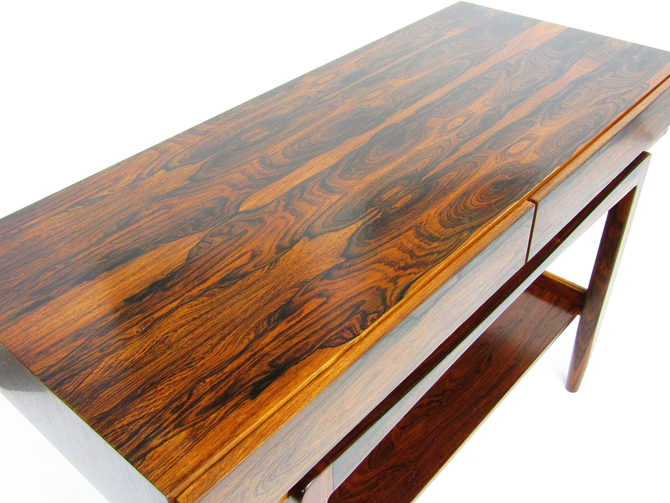 Mid-Century Modern Danish Console Table / Desk in Rio Rosewood by Ib Kofod Larsen For Sale