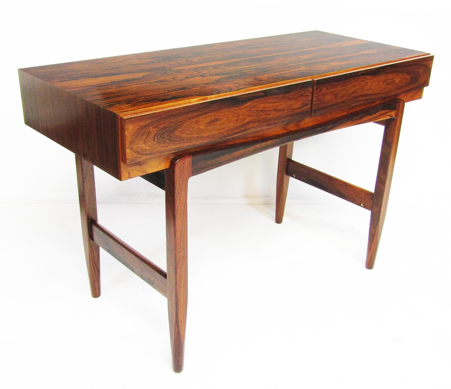 Hardwood Danish Console Table / Desk in Rio Rosewood by Ib Kofod Larsen For Sale