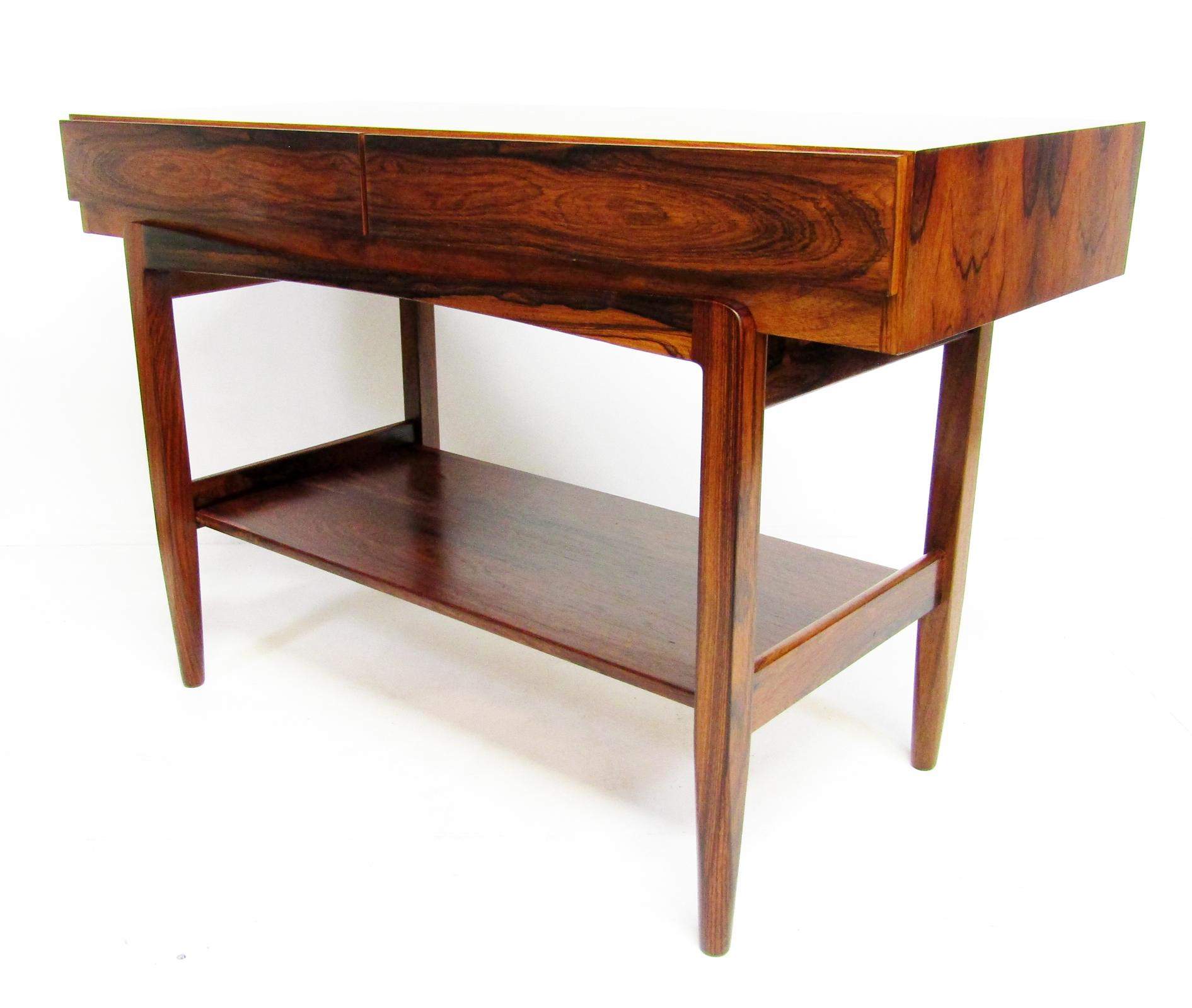 Danish Console Table / Desk in Rio Rosewood by Ib Kofod Larsen For Sale 3