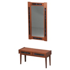 Mesa consola danesa con espejo, años 60