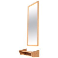 Danish Console with Matching Mirror in Oak Designed by Kai Kristiansen