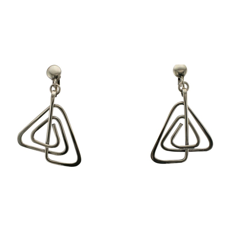 Boucles d'oreilles contemporaines danoises en argent 925 avec attaches à vis, années 1960