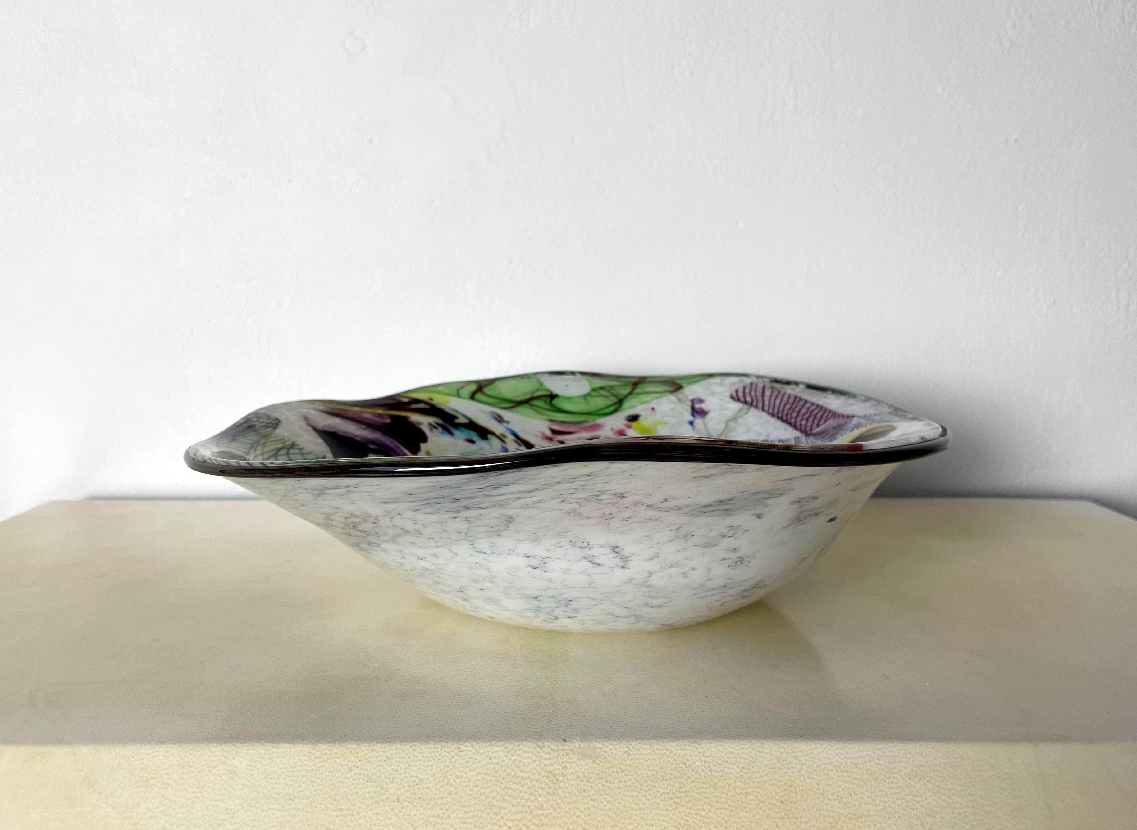 Handmade Multicoloured Art Glass Bowl, Denmark, 2000s 6