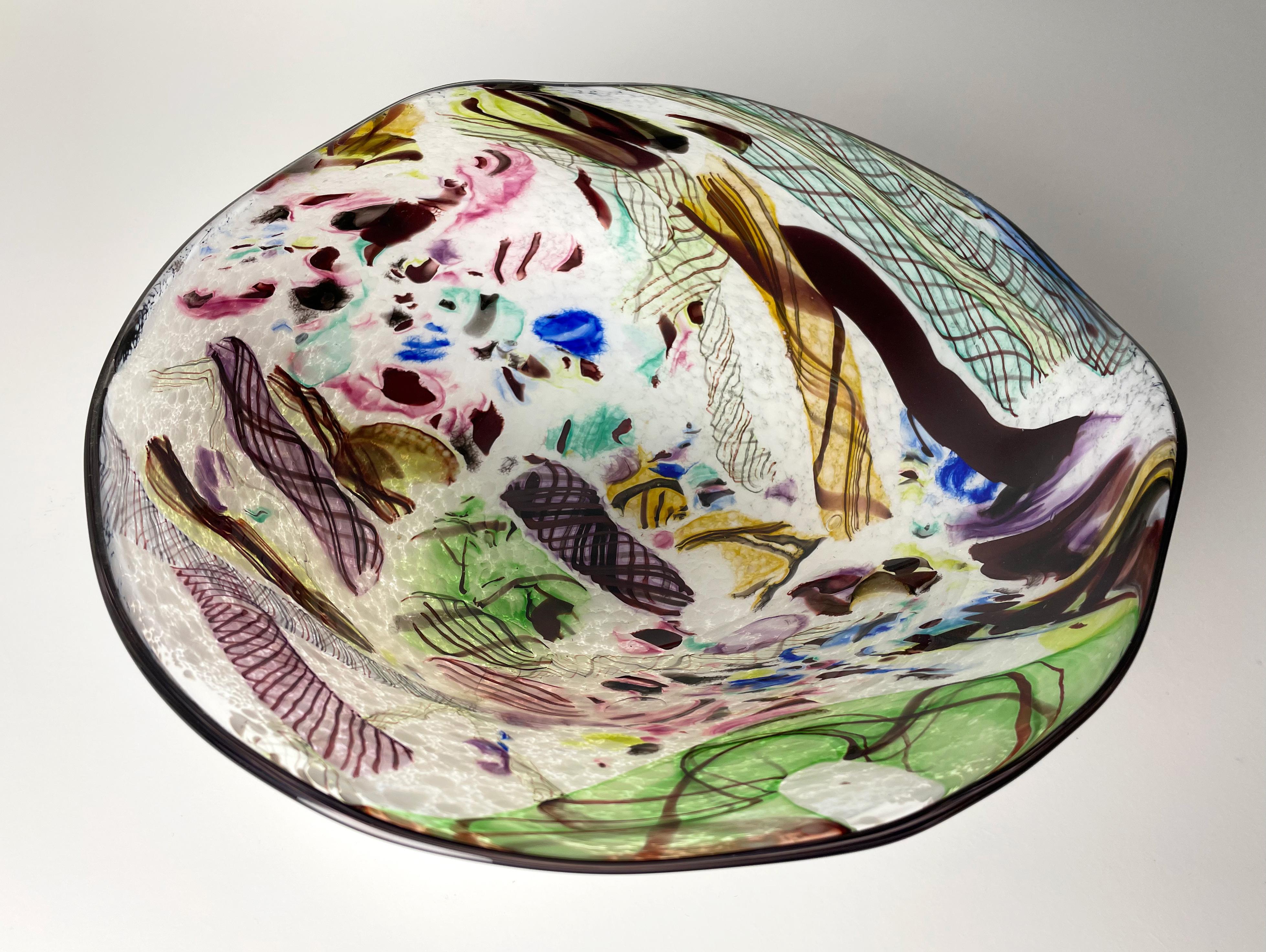 Post-Modern Handmade Multicoloured Art Glass Bowl, Denmark, 2000s