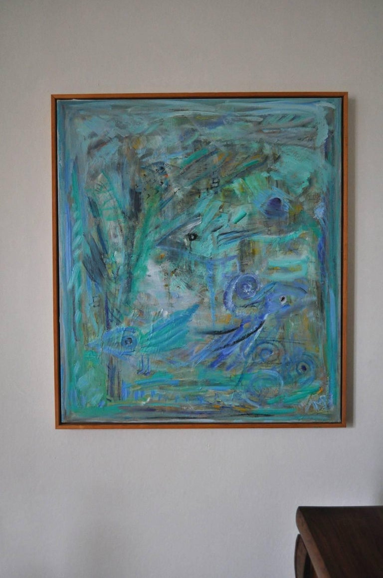 Painted Danish Contemporary Painting, Oil on Canvas by Mette Birckner For Sale