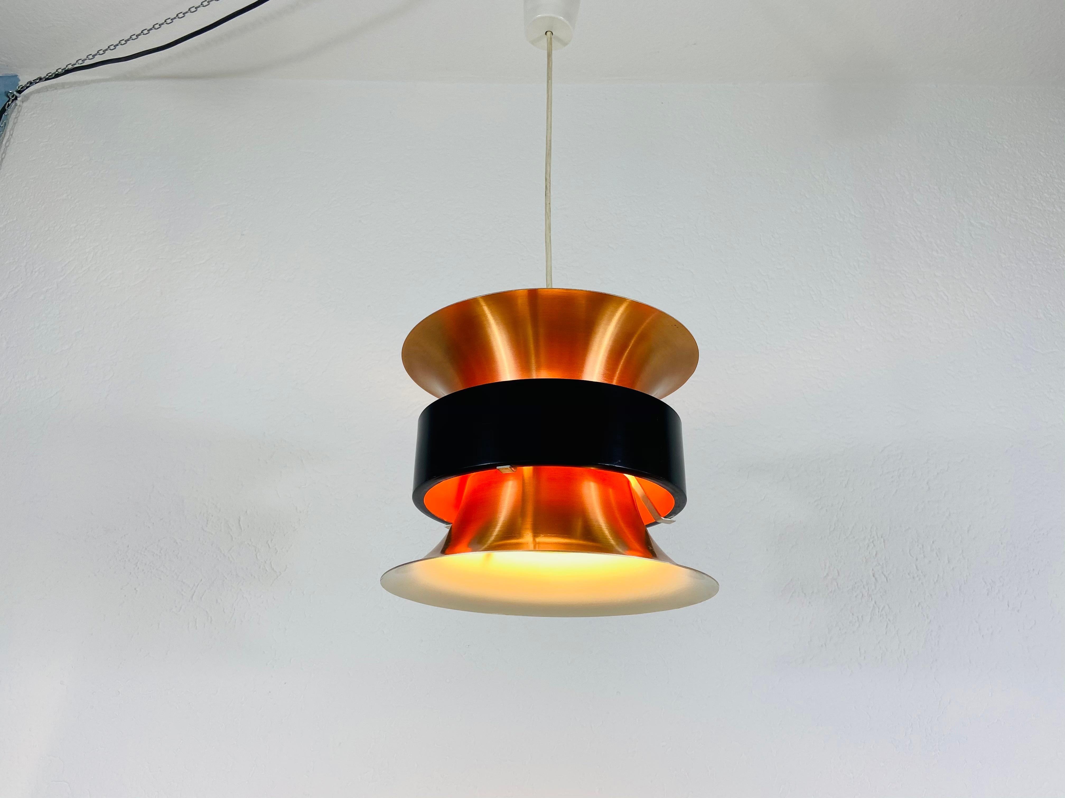 Danish Copper and Black Pendant Lamp, 1960s For Sale 2