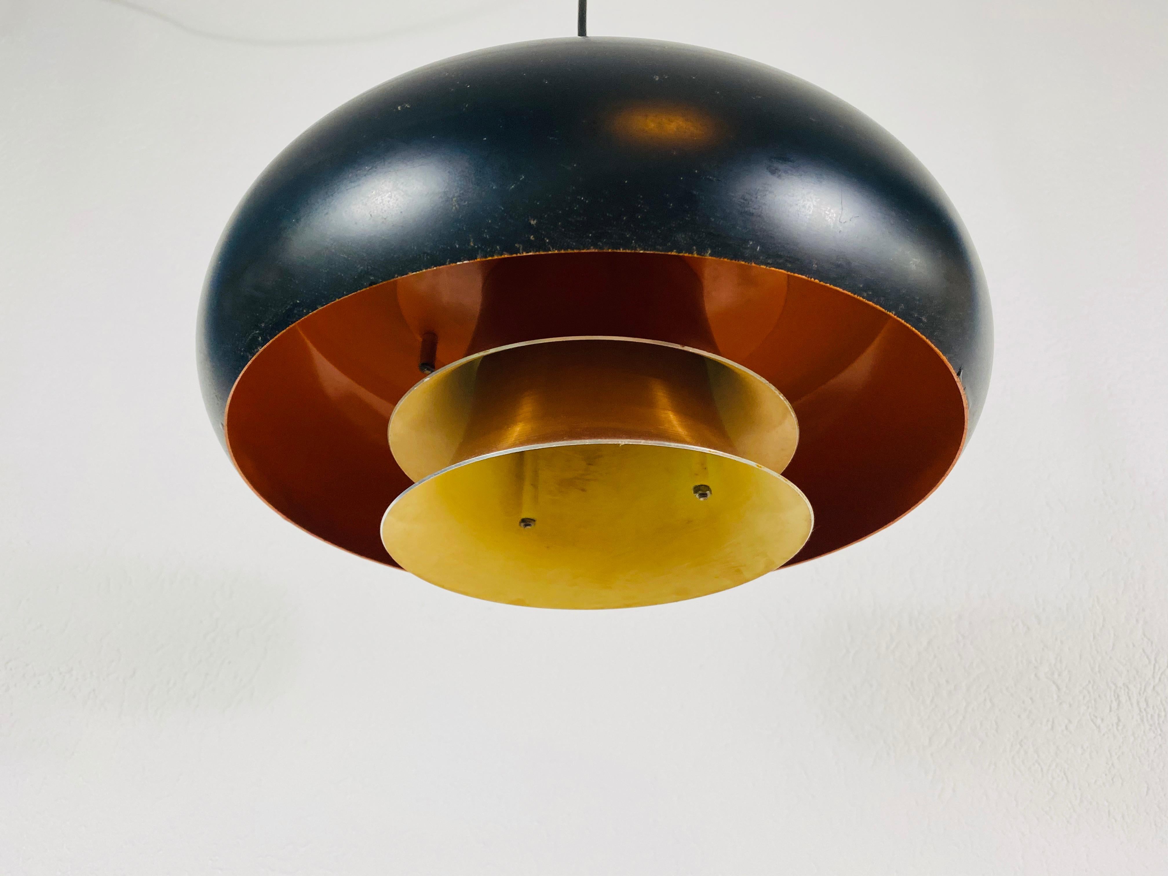 Mid-Century Modern Danish Copper and Black Pendant Lamp, 1960s