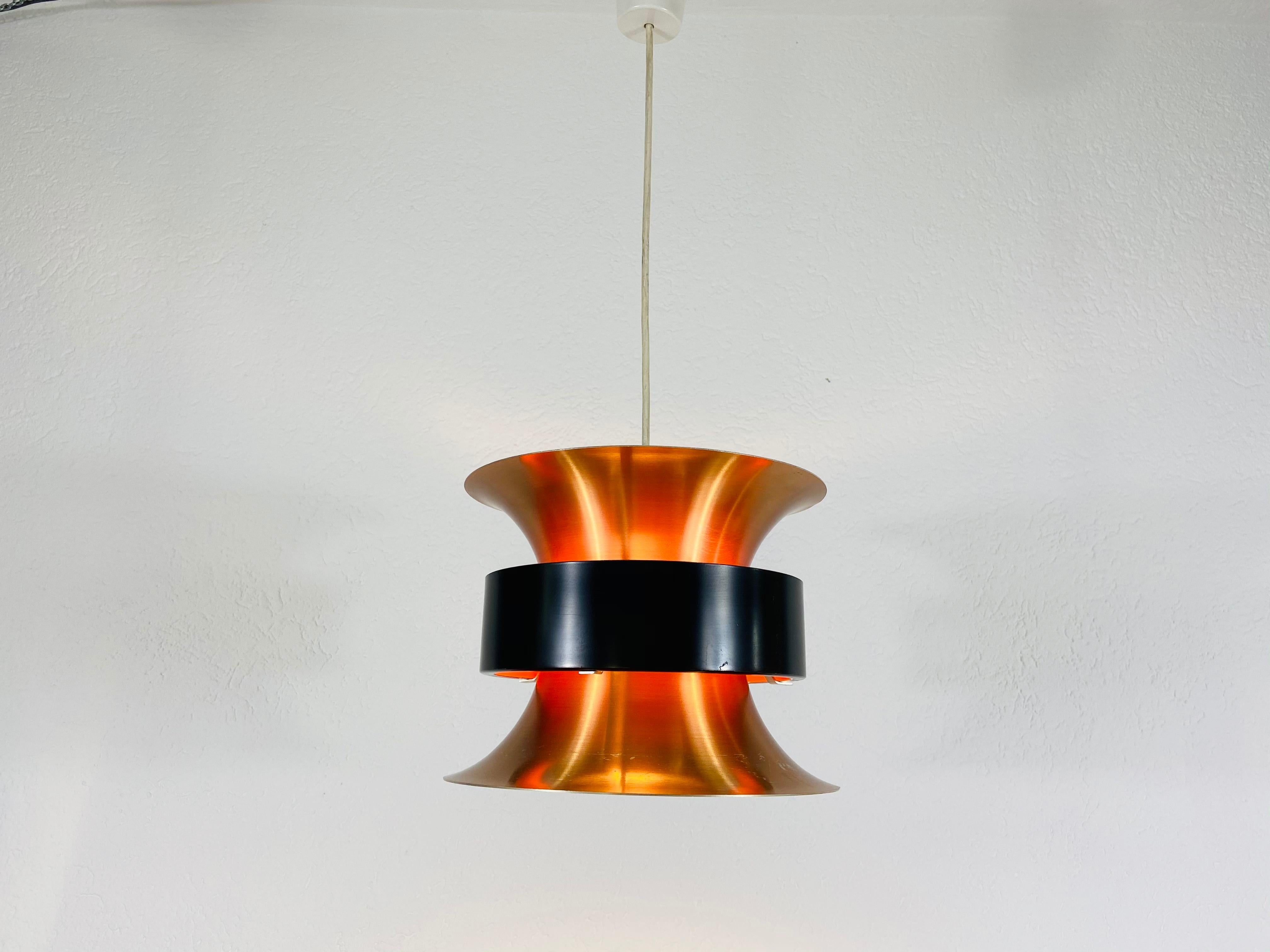 Mid-20th Century Danish Copper and Black Pendant Lamp, 1960s For Sale