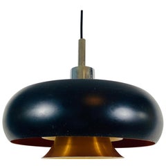 Vintage Danish Copper and Black Pendant Lamp, 1960s