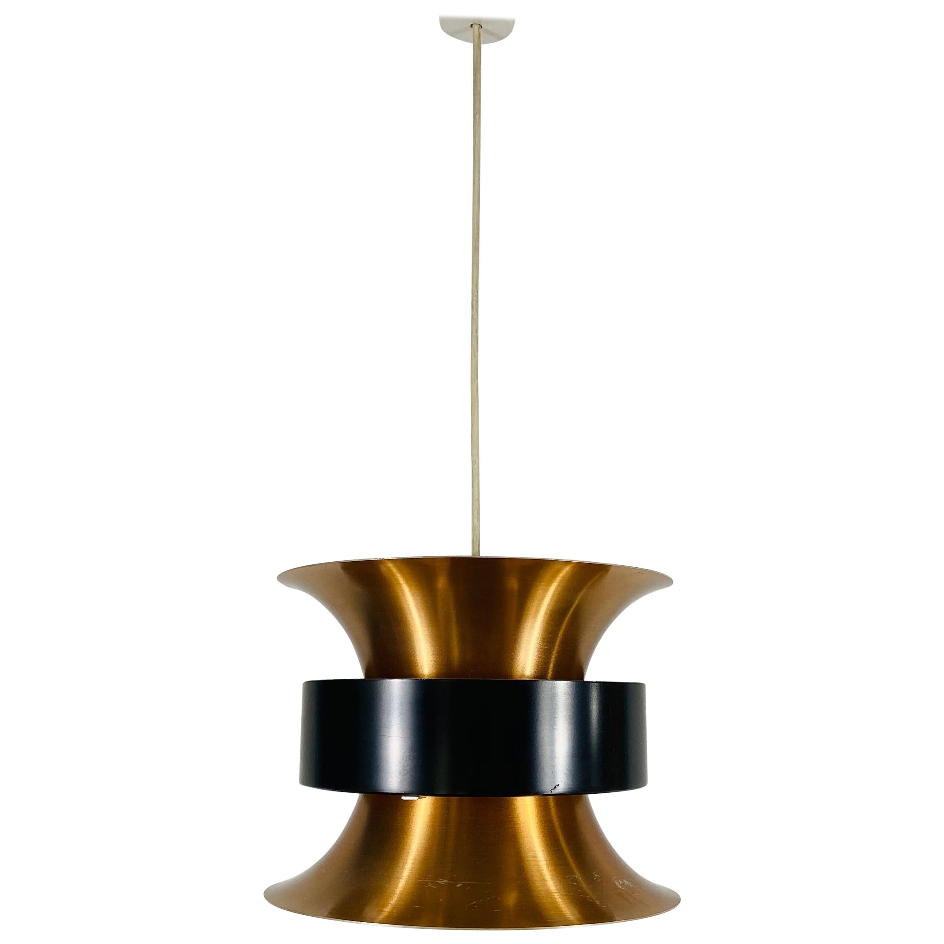 Danish Copper and Black Pendant Lamp, 1960s For Sale