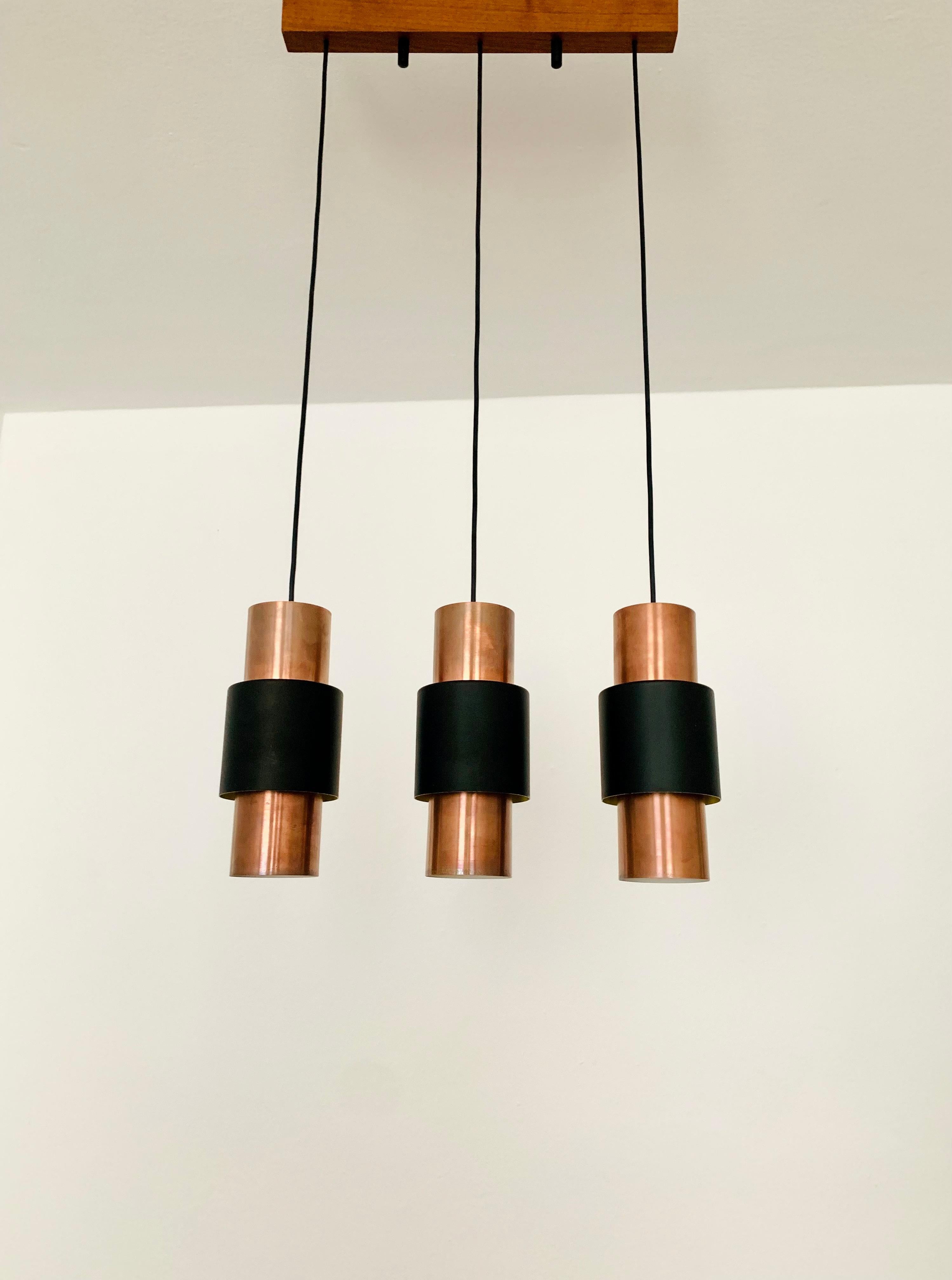 Teak Danish Copper Cascading Lamp For Sale