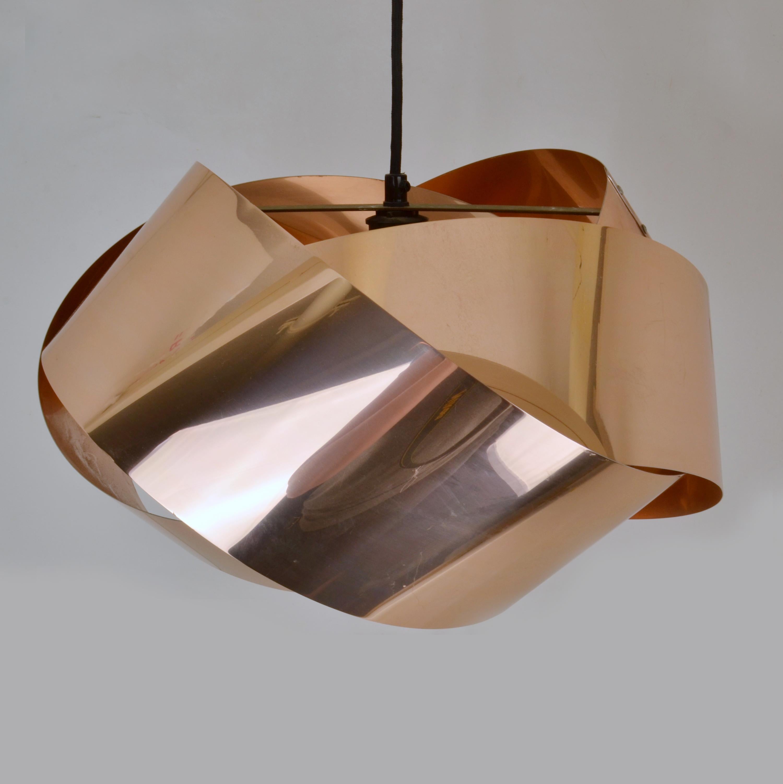Scandinavian Modern Pair of Danish Copper Pendant Lamps For Sale