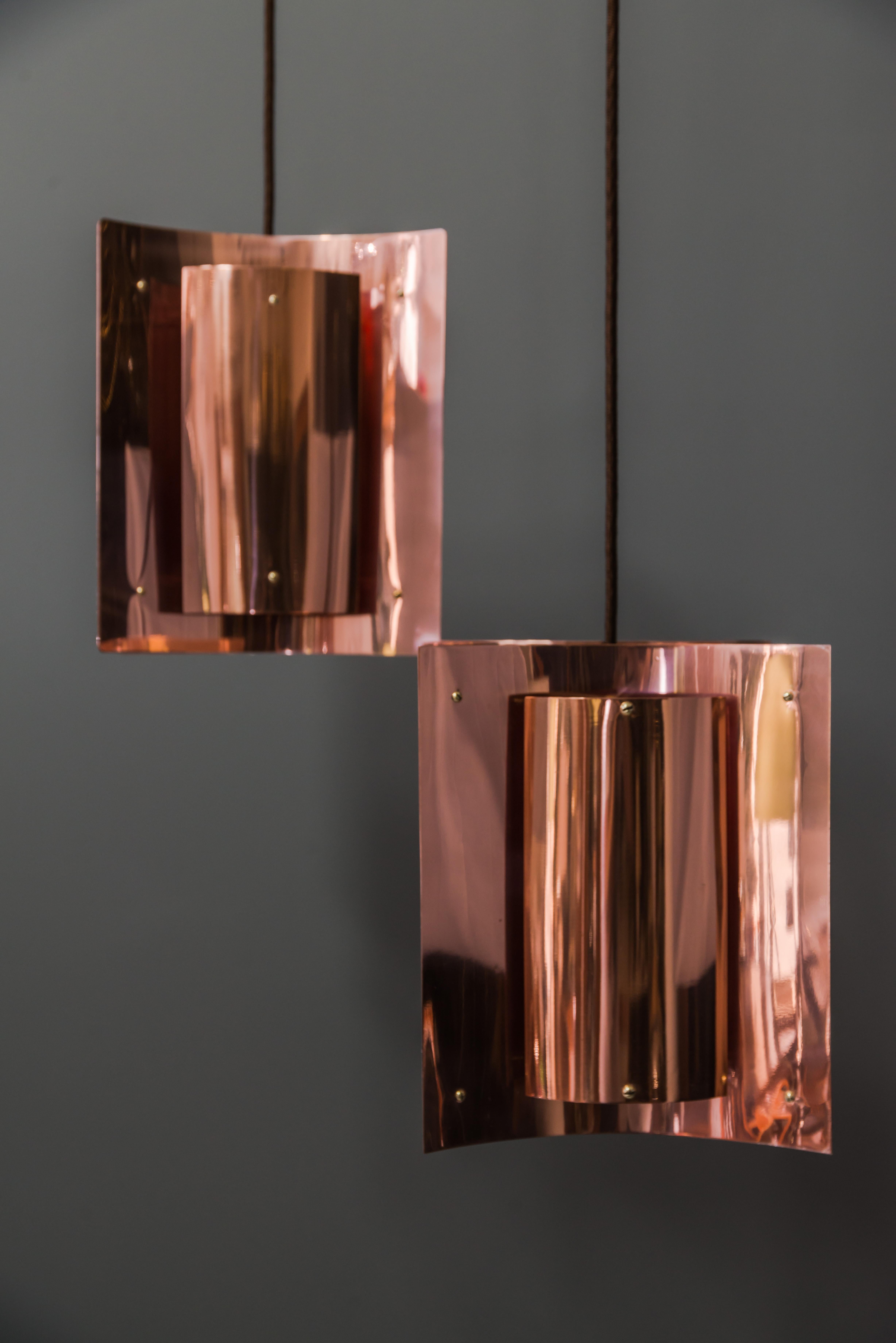 Danish Copper Pendant Lamp by Svend Aage Holm Sørensen, 1960s
Polished and stove enamelled