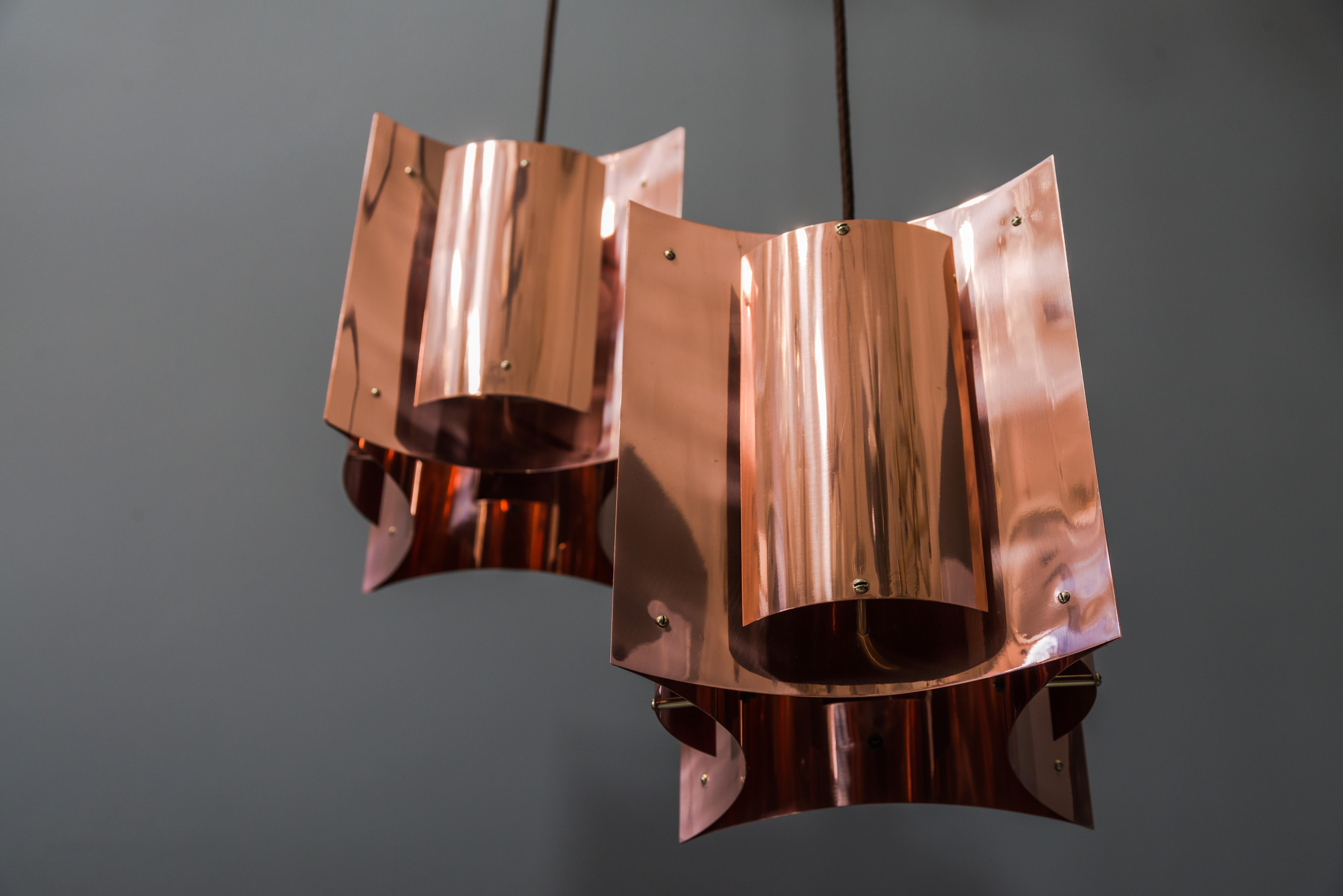 Polished Danish Copper Pendant Lamp by Svend Aage Holm Sørensen, 1960s For Sale