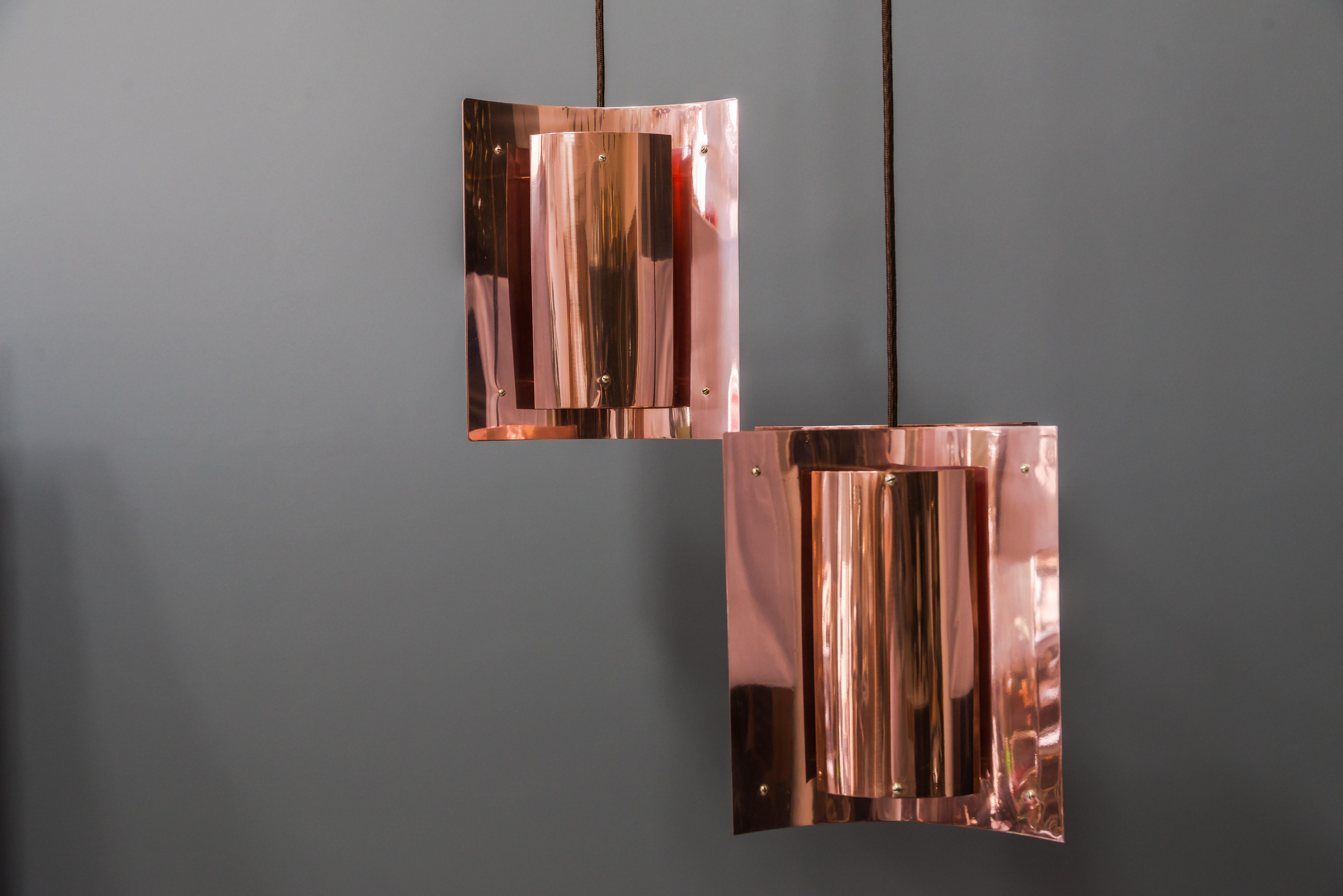 Danish Copper Pendant Lamp by Svend Aage Holm Sørensen, 1960s In Good Condition For Sale In Wien, AT