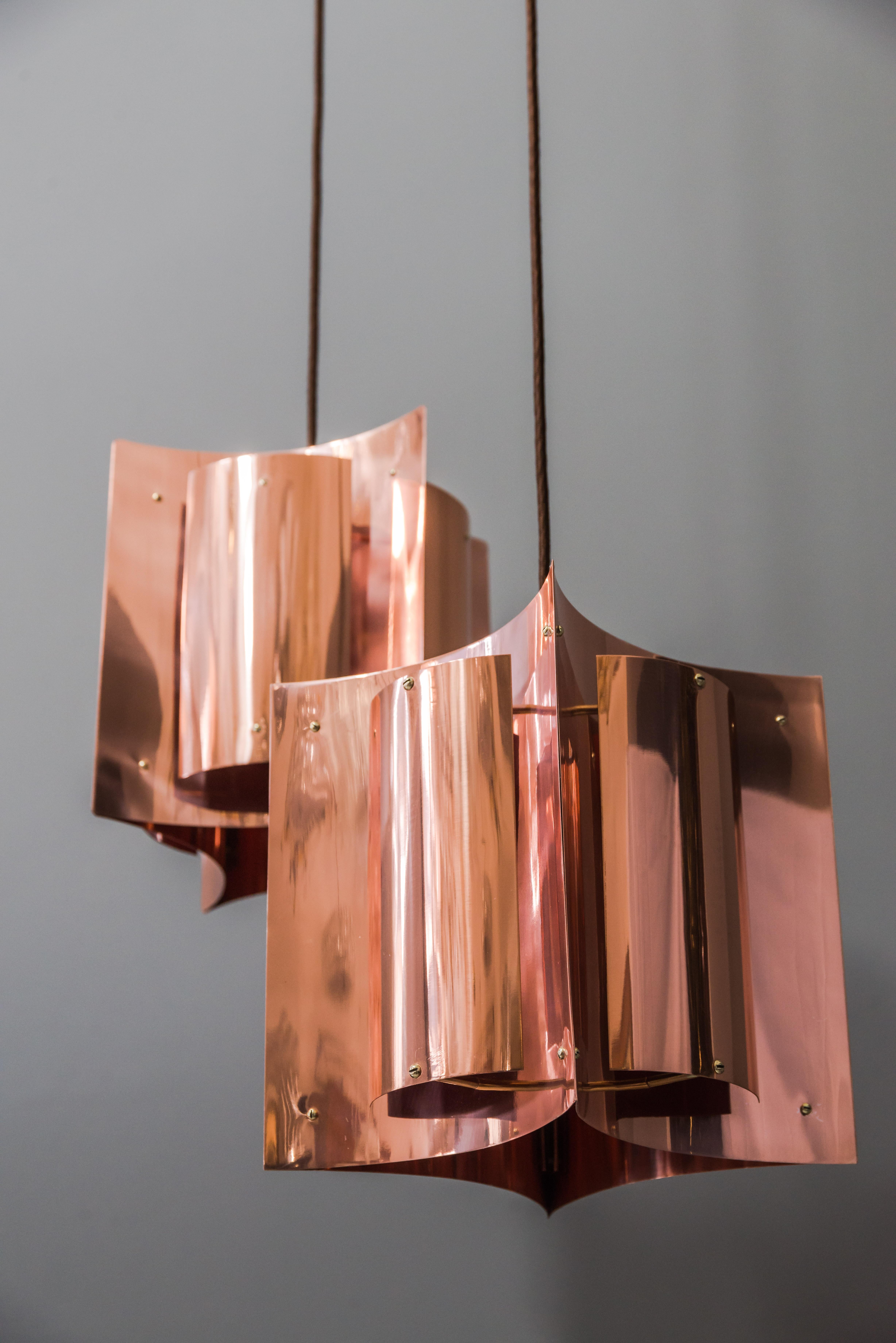 Mid-20th Century Danish Copper Pendant Lamp by Svend Aage Holm Sørensen, 1960s For Sale