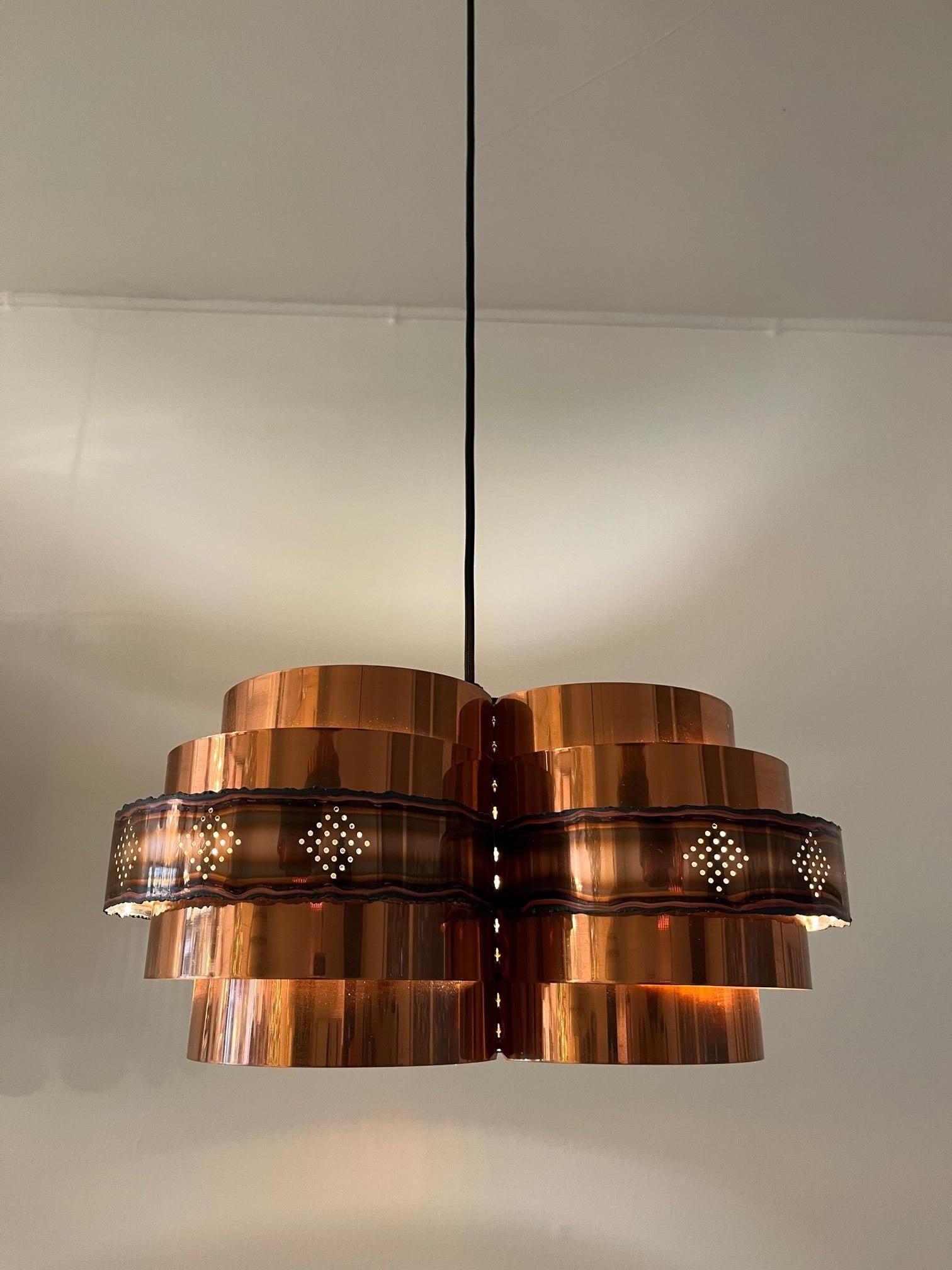Mid-20th Century Danish Copper Pendant Lamp by Verner Schou ca. 1960s For Sale